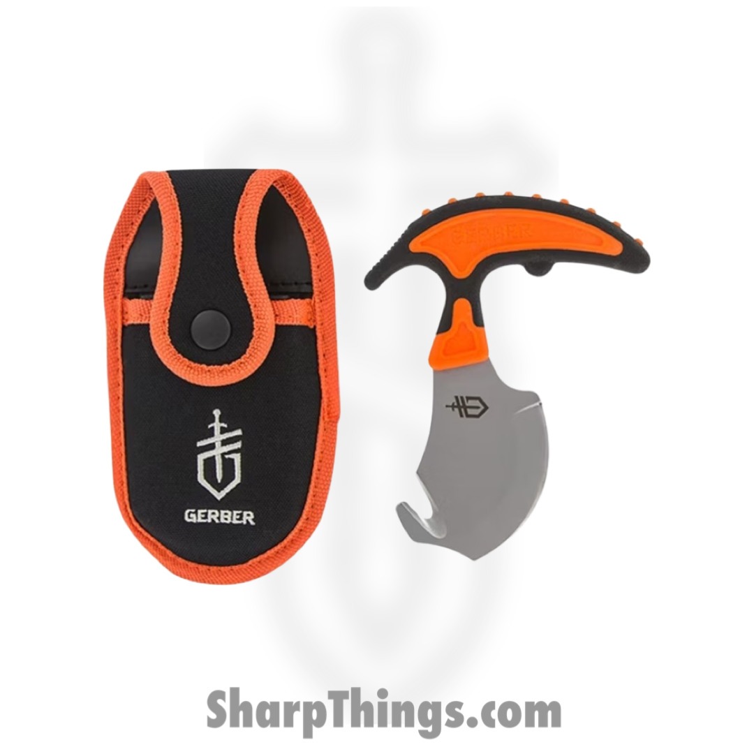 Gerber - G2744 - Vital Skin & Gut - Fixed Blade Knife - Stainless Bead Blast Guthook - Synthetic - Orange Black