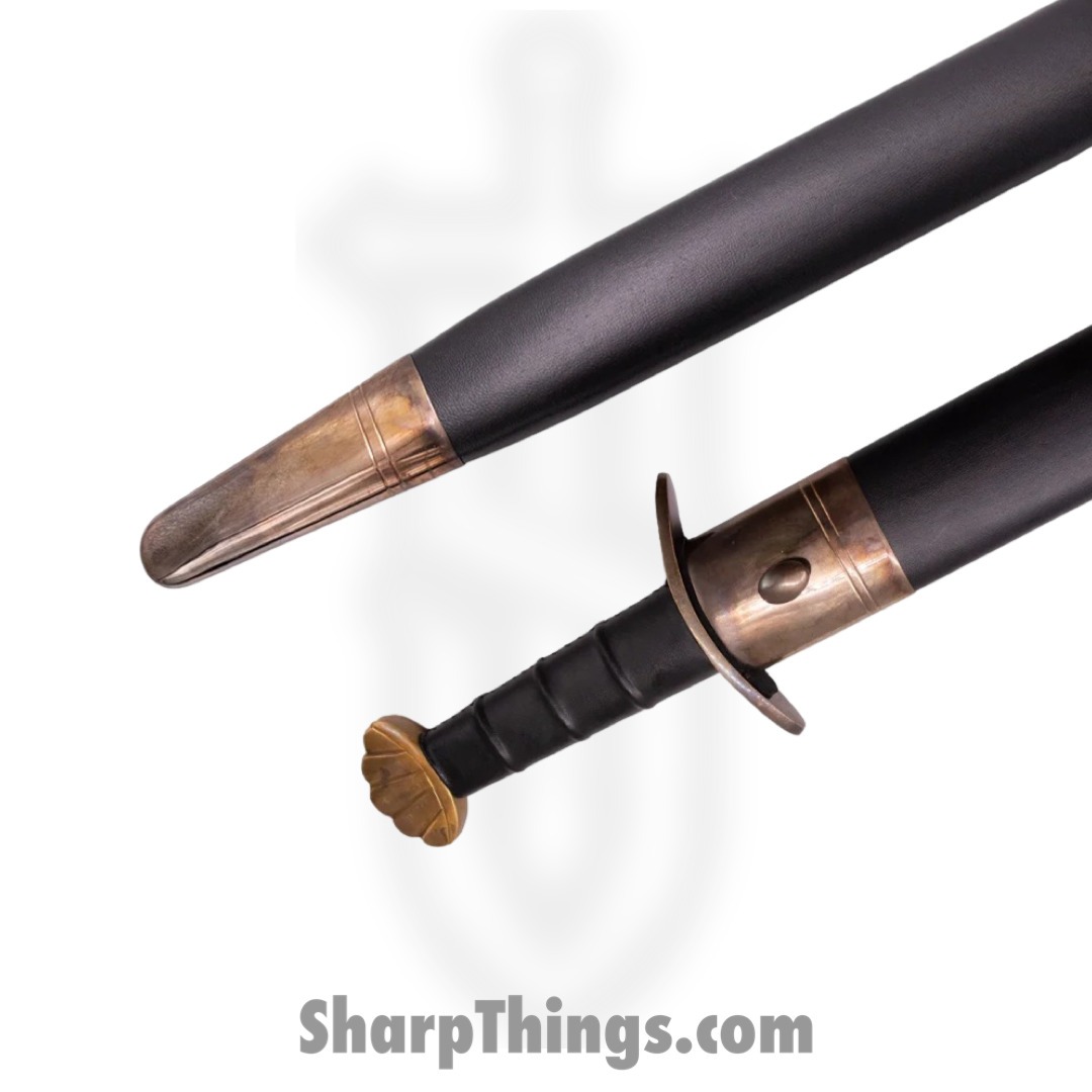 ICS-606-ANT - Viking Battle Ready Sword and Scabbard Set - Fixed Blade Knife - Carbon Steel Mirror Sword - Leather Wrapped - Antique Finish - Image 4