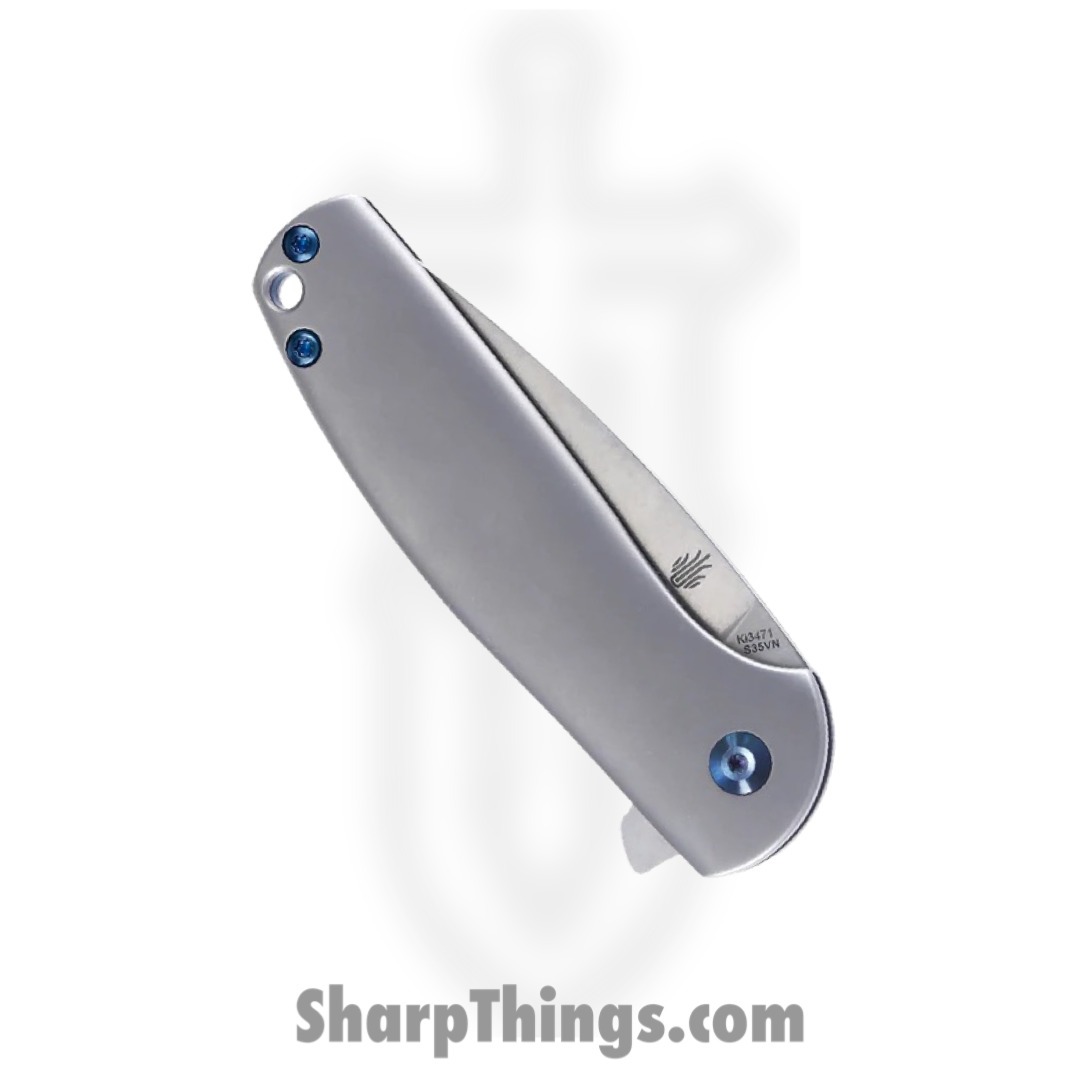 Kizer Cutlery - KI3471 - Gemini - Folding Knife - CPM-S35VN Satin Drop Point - Titanium - Gray - Image 3