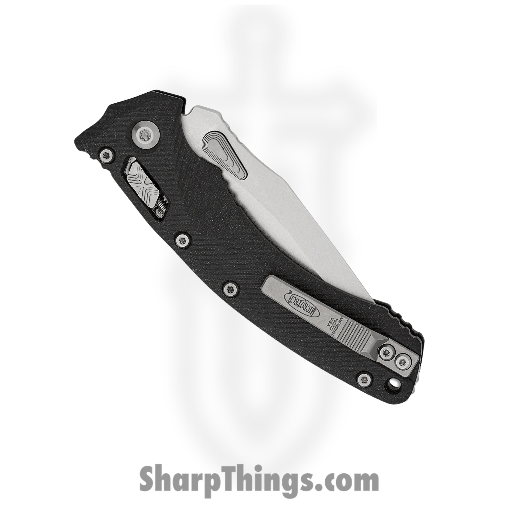 Microtech - 137RL-11FLGTBK - Amphibian RAM-LOK - Folding Knife - M390MK Stonewash Clip Point - Fluted G10 - Black - Image 4