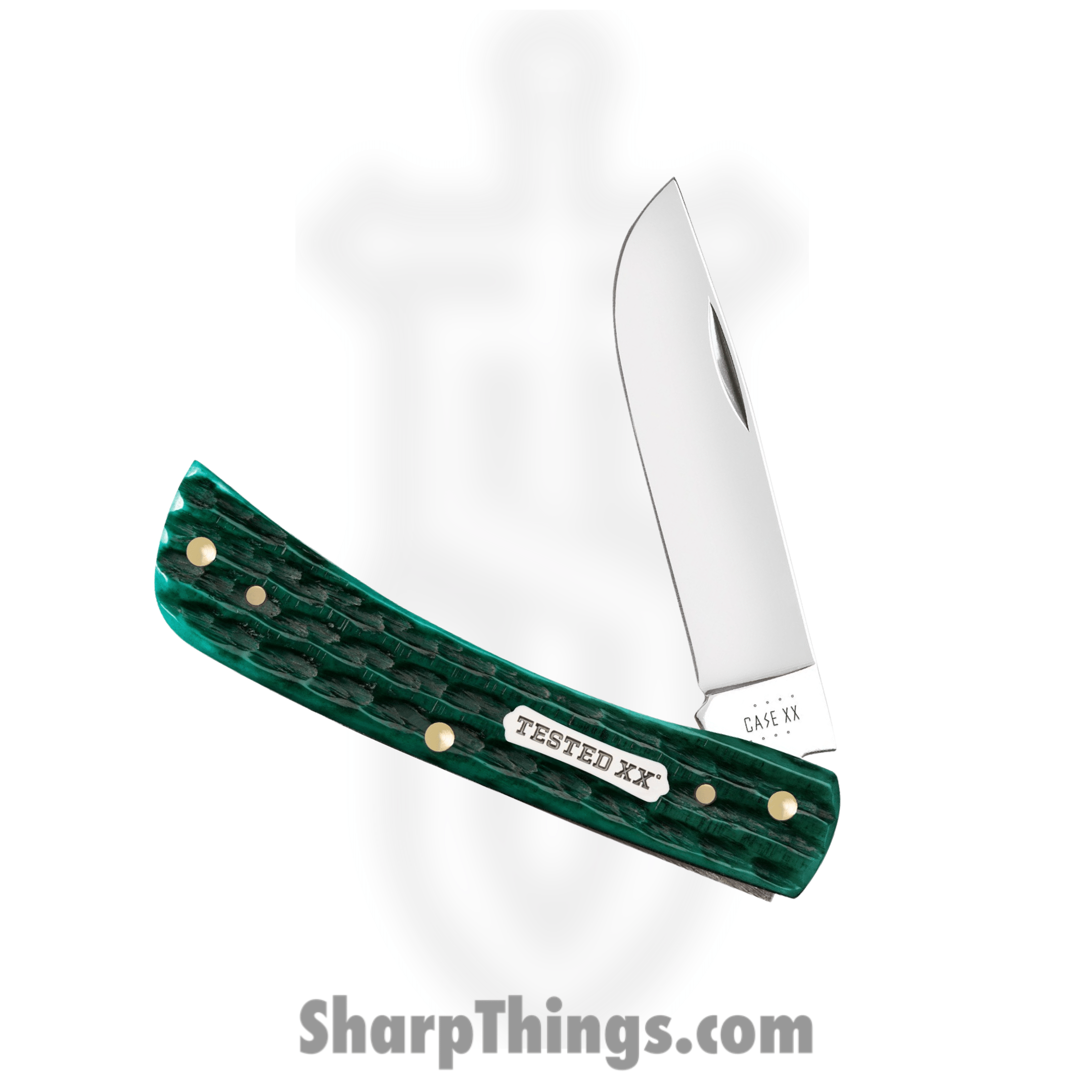 Case Cutlery - CA48941 - Sod Buster Jr - Folding Knife - Tru-Sharp Surgical Stainless Steel Mirror Polished Skinner - Jigged Bone - Jade - Image 2