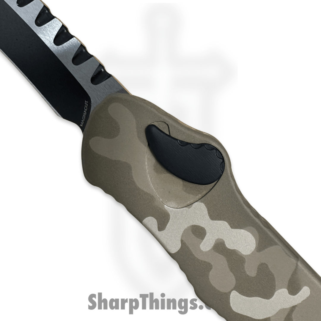 Heretic Knives - H008-10A-TCAMO - Hydra - OTF Auto - CPM Magnacut 2 Tone Recurve - Aluminum - Tan Camo - Image 10