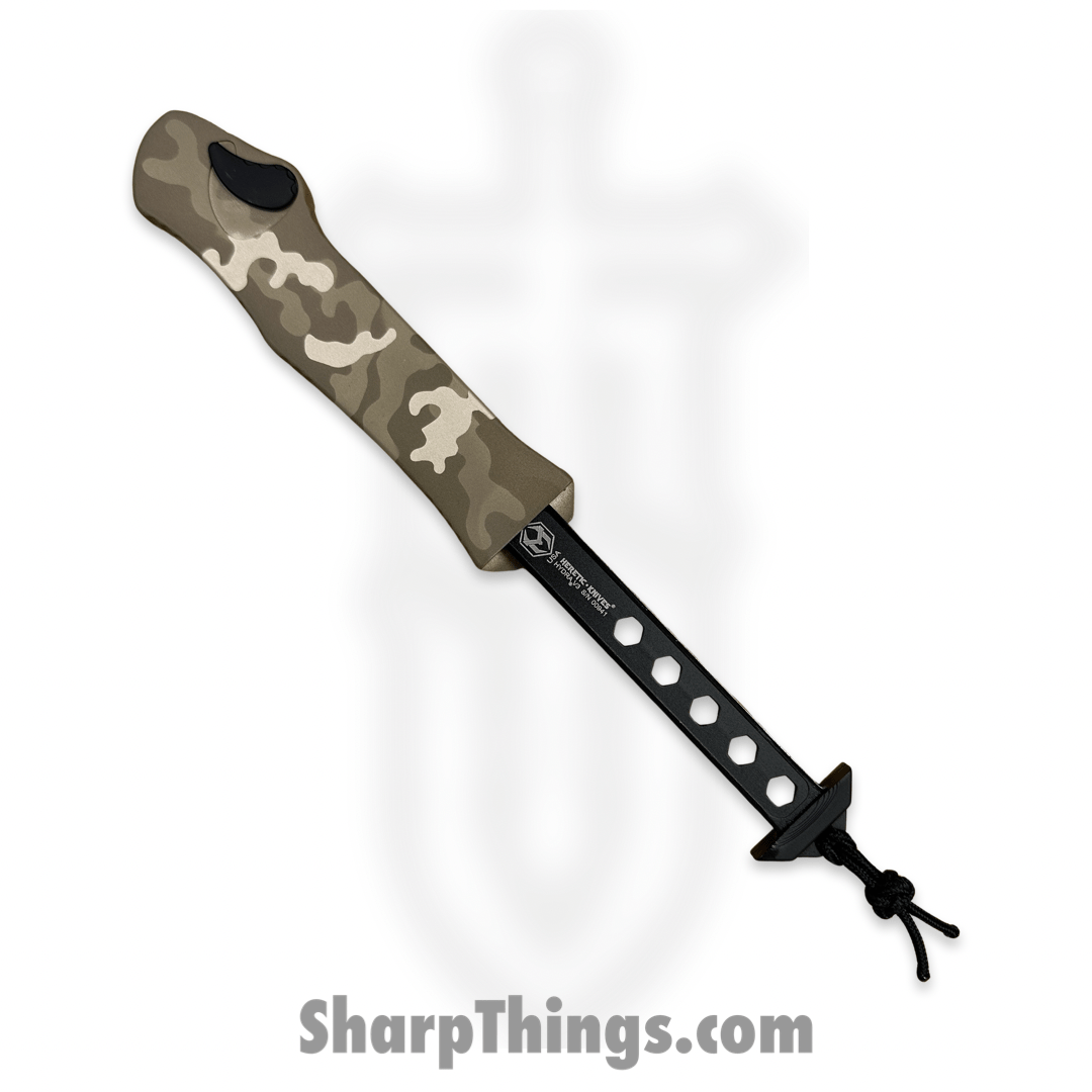Heretic Knives - H008-10A-TCAMO - Hydra - OTF Auto - CPM Magnacut 2 Tone Recurve - Aluminum - Tan Camo - Image 3