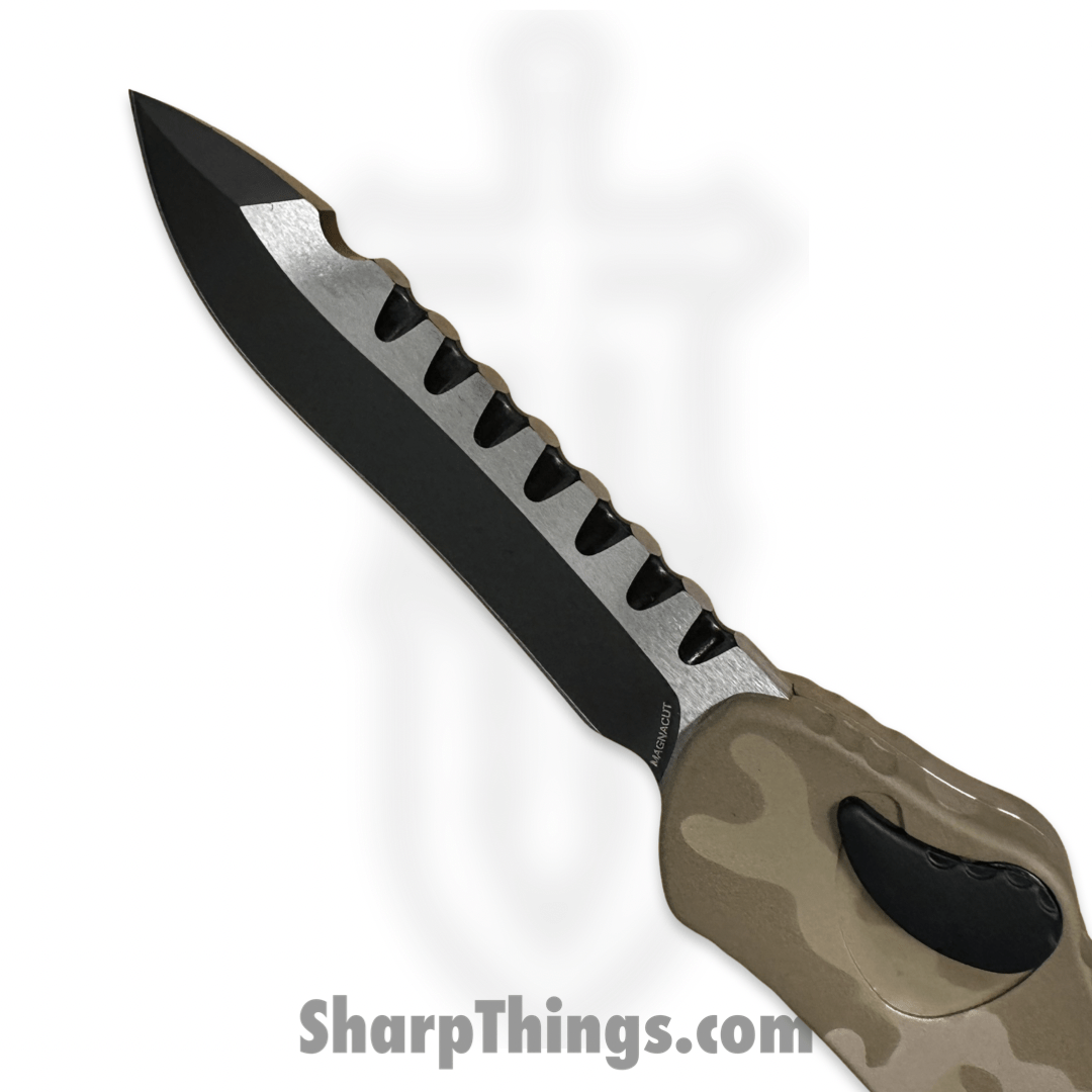 Heretic Knives - H008-10A-TCAMO - Hydra - OTF Auto - CPM Magnacut 2 Tone Recurve - Aluminum - Tan Camo - Image 8