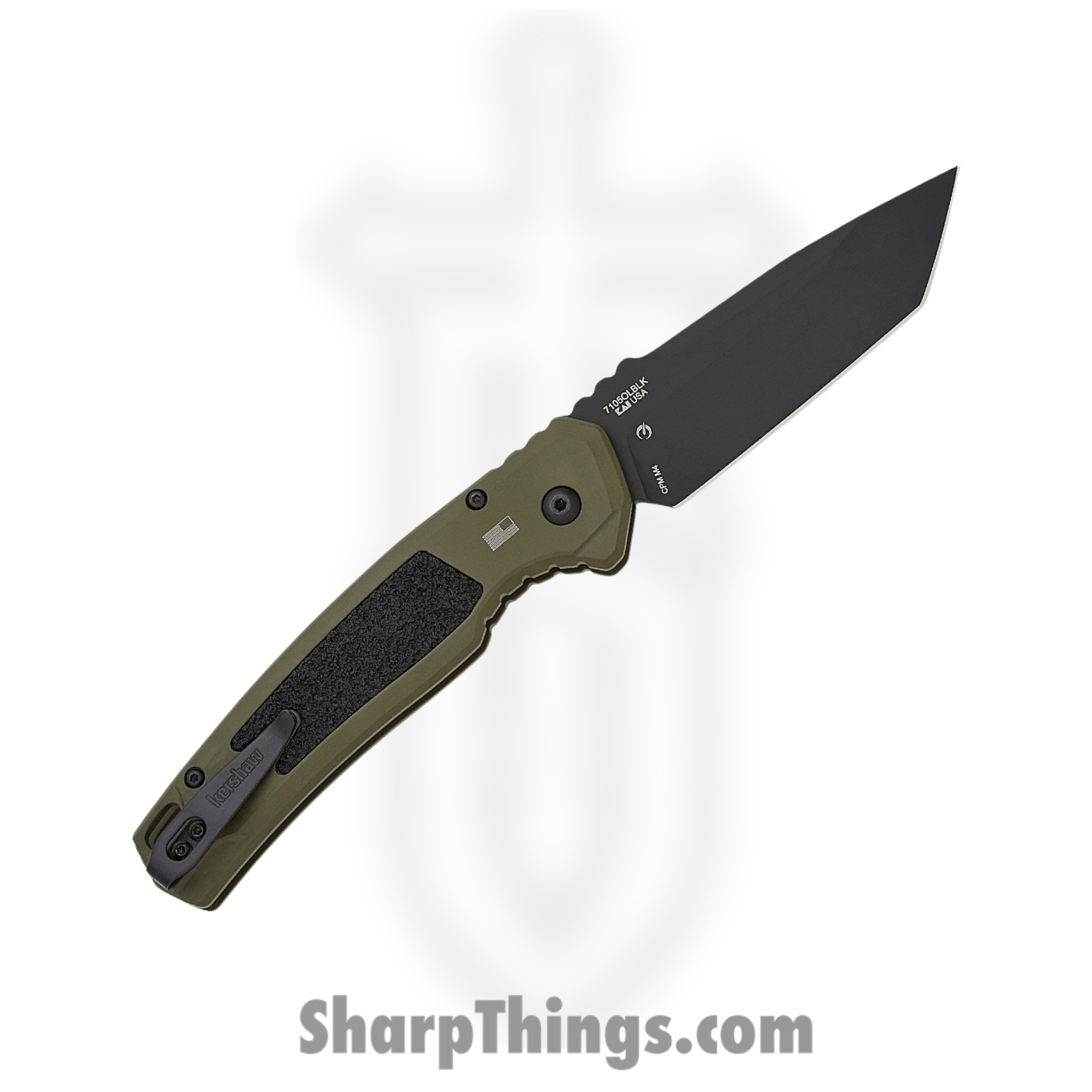 Kershaw - 7105OLBLK - Launch 16 - Automatic Knife - CPM-M4 Cerakote Tanto - 6061-T6 Aluminum with Trac-Tec Inlays - OD Green - Image 2