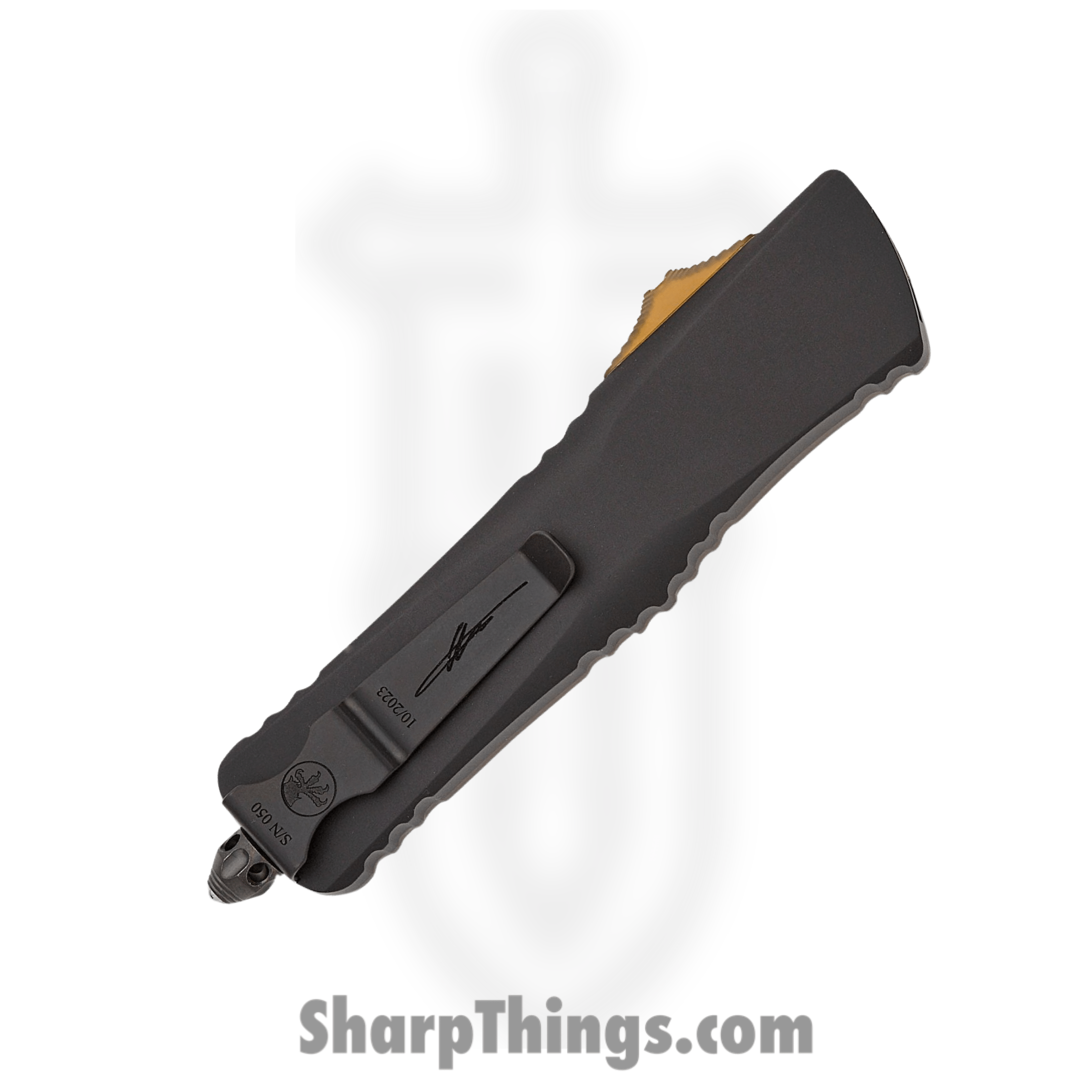 Microtech - 142-16DLCTULS - Combat Troodon Shadow Series - OTF Auto - Damascus -Dagger - Ultem Top - Black - Image 4