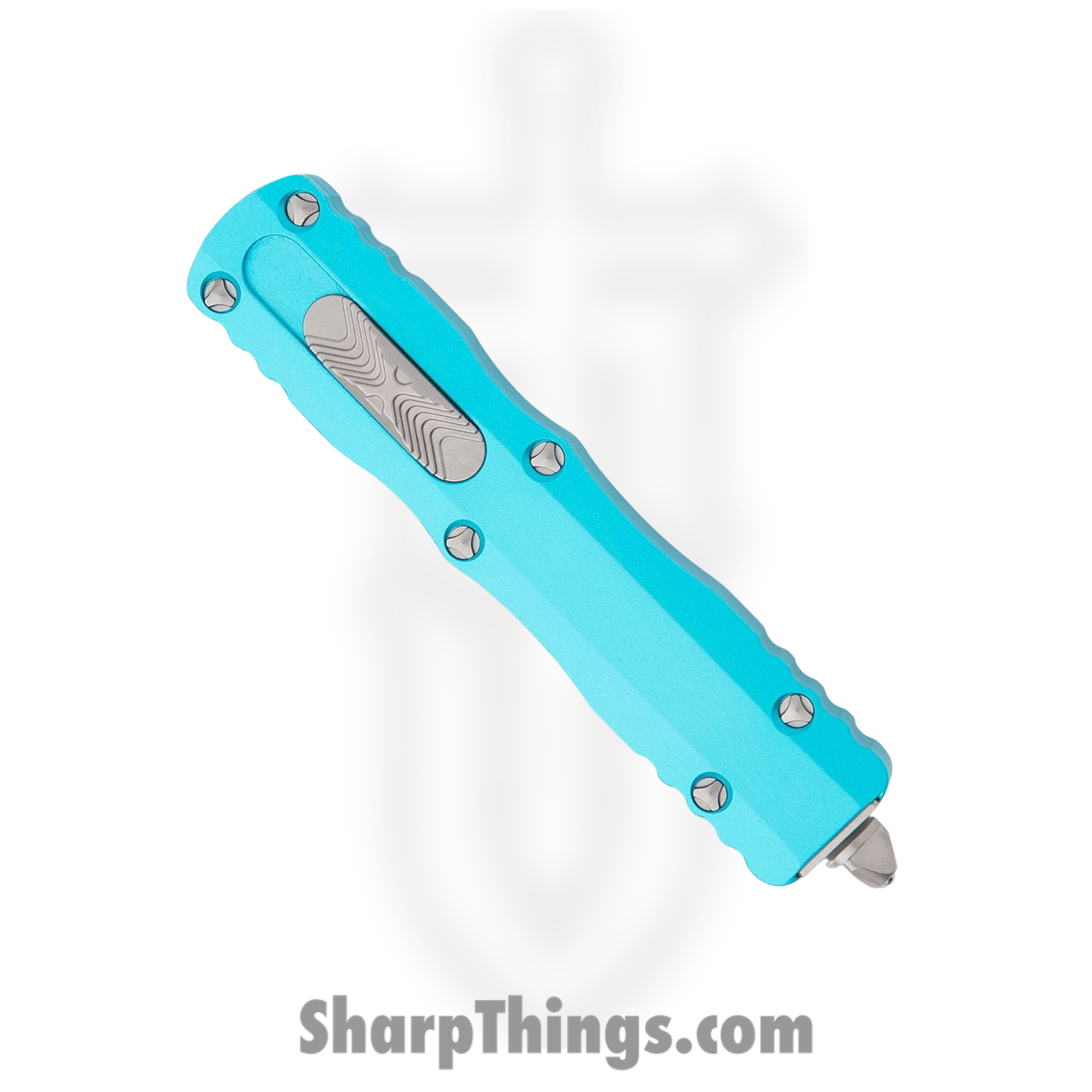 Microtech - 225-10TQ - Dirac D/E - OTF Auto - Stonewash Dagger - 6061-T6 Aluminum - Turquoise - Image 3