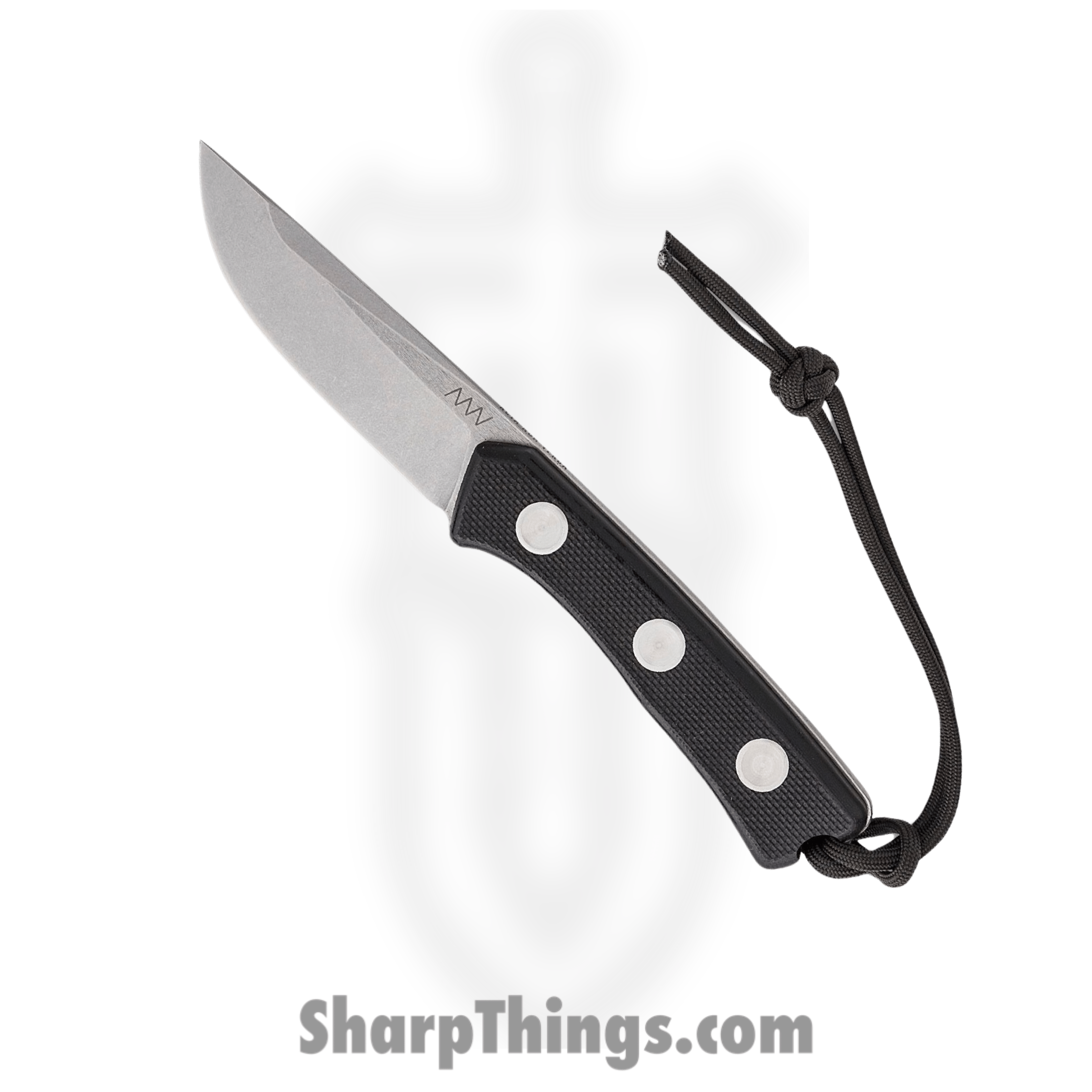 Acta Non Verba Knives - ANVP200006 - P200 - Fixed Blade Knife - Sleipner Tool Stonewash Clip Point - G10 - Black