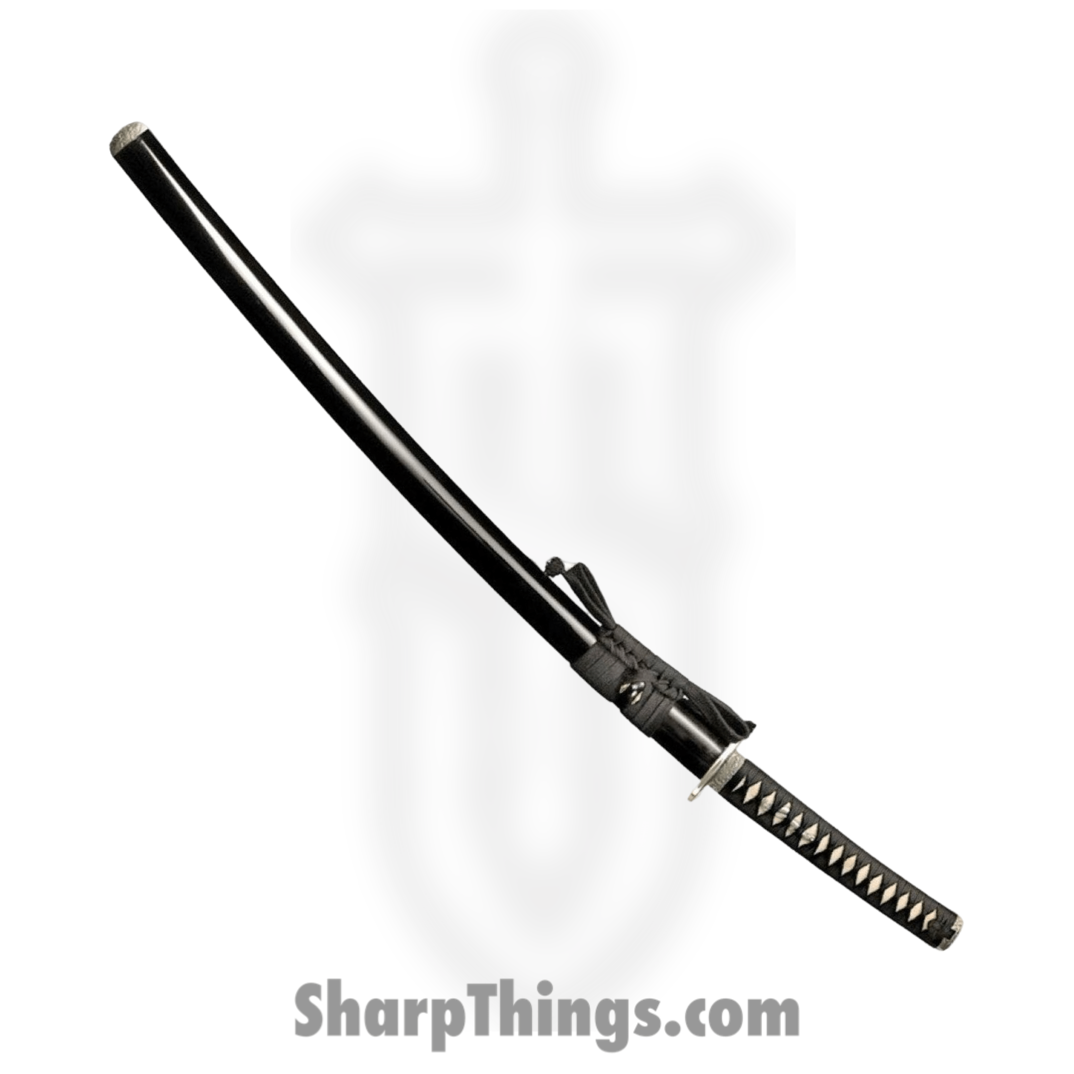 Cold Steel - CS88DEC - Double Edge Katana - Fixed Blade Knife - 1055HC Polished - Ray Skin with Black Silk Braid and Brass Menuki - Black - Image 2