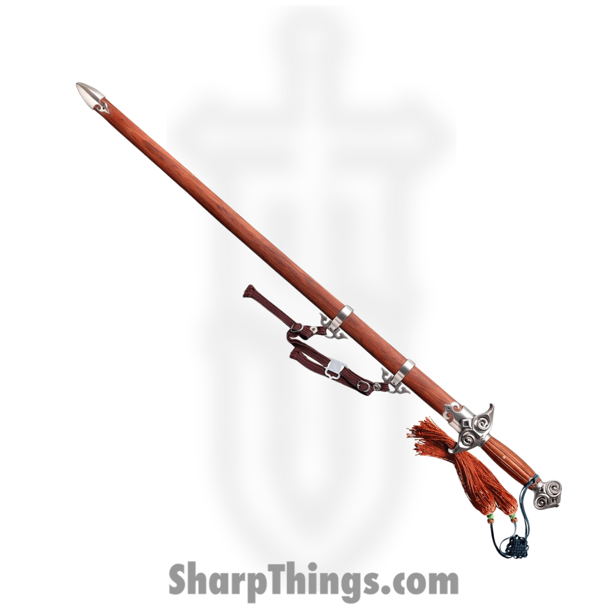 Cold Steel - CSSWCHNGIM - Chinese Gim Sword - Fixed Blade Knife - 1060 Polished - Rosewood - Brown - Image 2