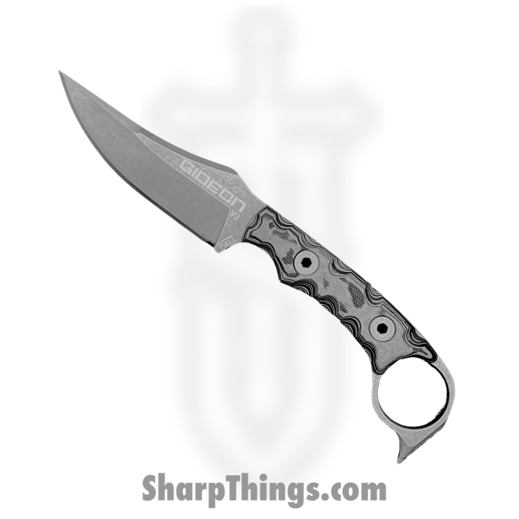 T.Kell Knives - GidV3g10GrMn - Gideon V3 - Fixed Blade Knife - Nitro V Coated Trailing Point - G10 - Greyman