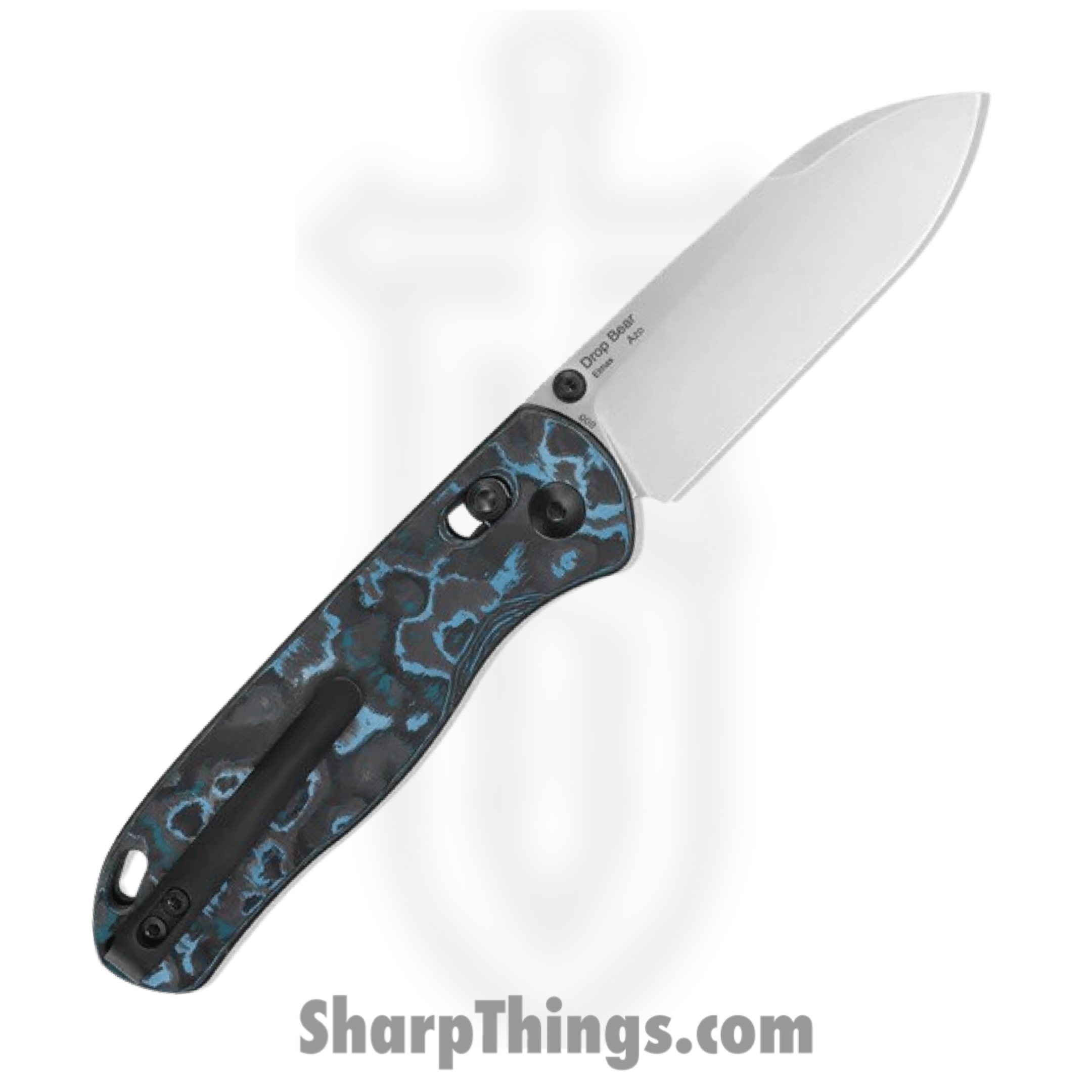 Kizer Cutlery - KI3619A2 - Drop Bear - Folding Knife - Elmax Satin Drop Point - Fatcarbon - Black Blue - Image 2