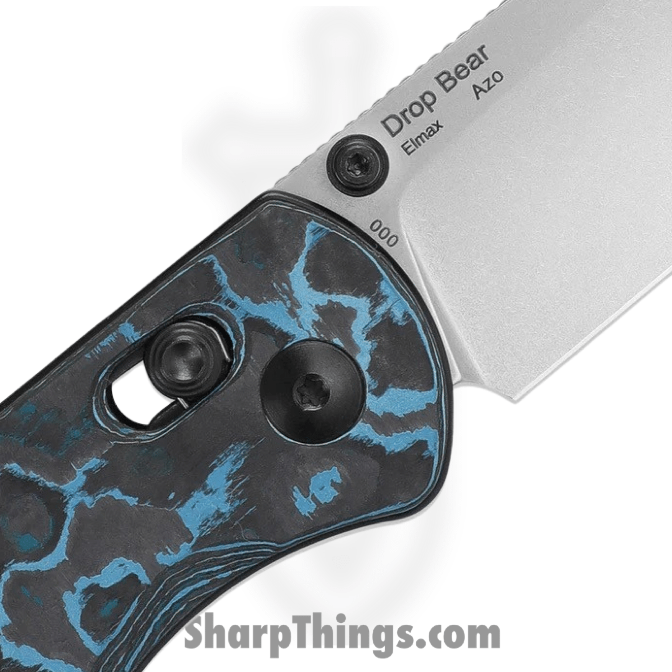 Kizer Cutlery - KI3619A2 - Drop Bear - Folding Knife - Elmax Satin Drop Point - Fatcarbon - Black Blue - Image 4