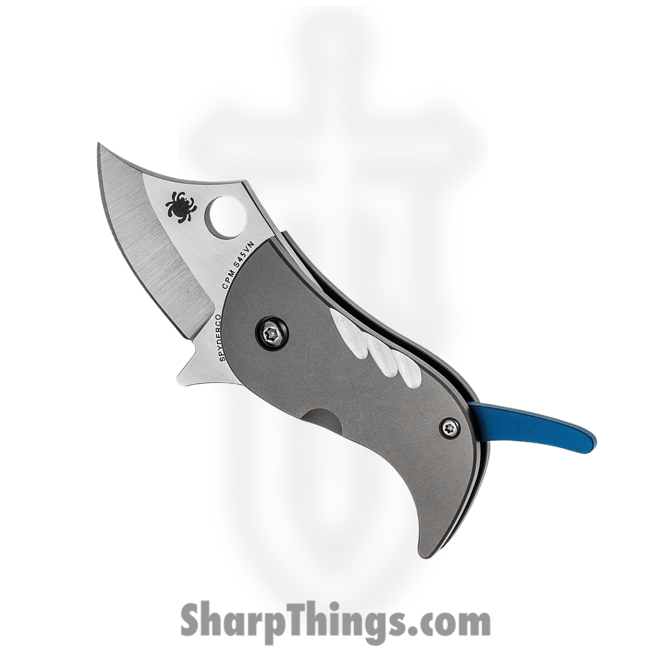 Spyderco - SC256TIP - Pochi Reeve Integral Lock - Folding Knife - CPM-S45VN Satin Clip Point - Titanium - Gray