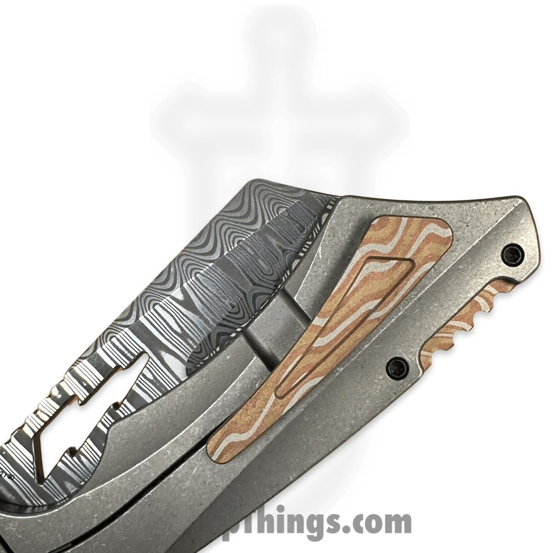 Something Obscene Co. - NVNm-Dam-Mok - New Version Nemley - Damacore Odins Eye Cleaver - Titanium - Grey Mokume - Image 9