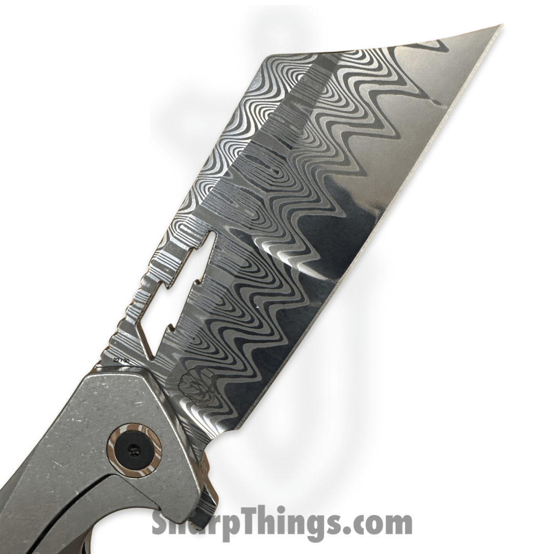 Something Obscene Co. - NVNm-Dam-Mok - New Version Nemley - Damacore Odins Eye Cleaver - Titanium - Grey Mokume - Image 6