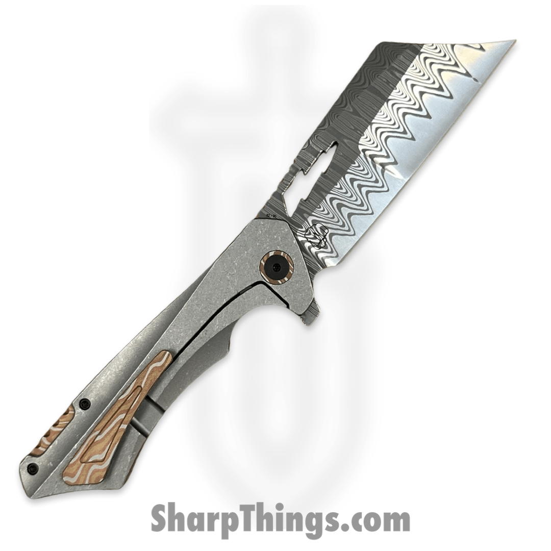 Something Obscene Co. - NVNm-Dam-Mok - New Version Nemley - Damacore Odins Eye Cleaver - Titanium - Grey Mokume - Image 2