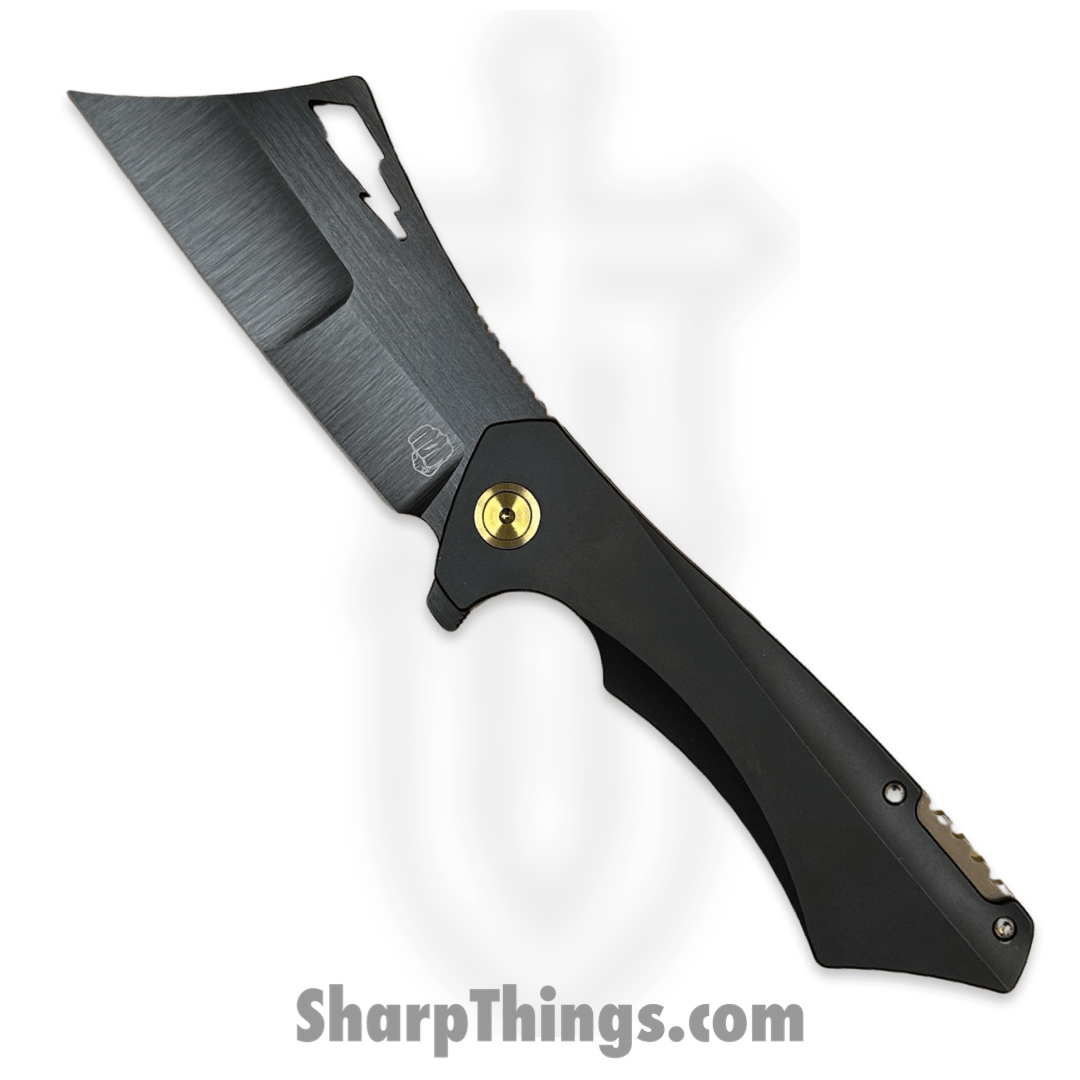 Something Obscene Co. - Nem4-Blk-Gld - Nemley V4 - CPM 20CV Coated Cleaver - Titanium - Black Gold
