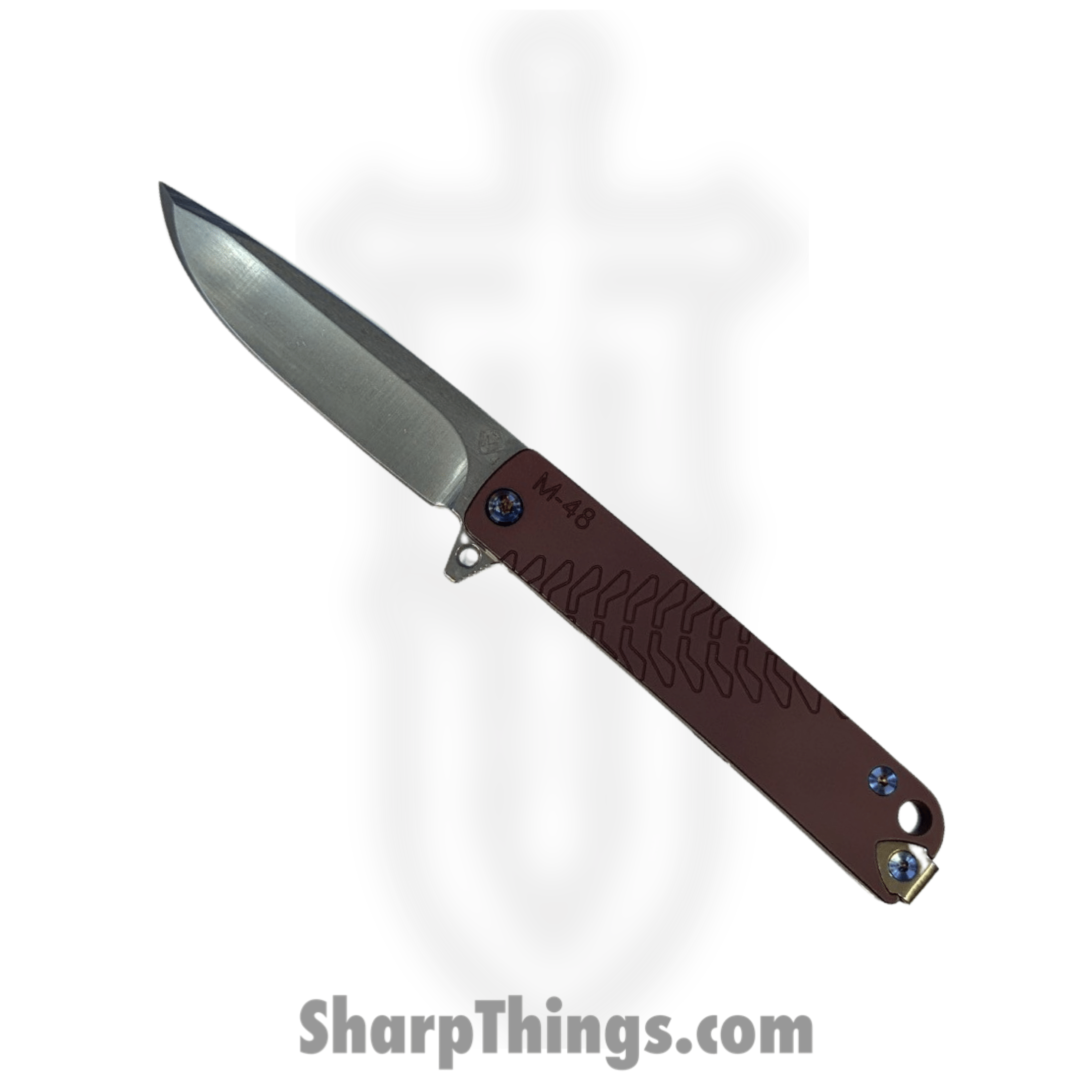 Medford Knife and Tool - 030724F - M-48 - Folding Knife - S45VN Tumbled Drop Point - Aluminum - Red
