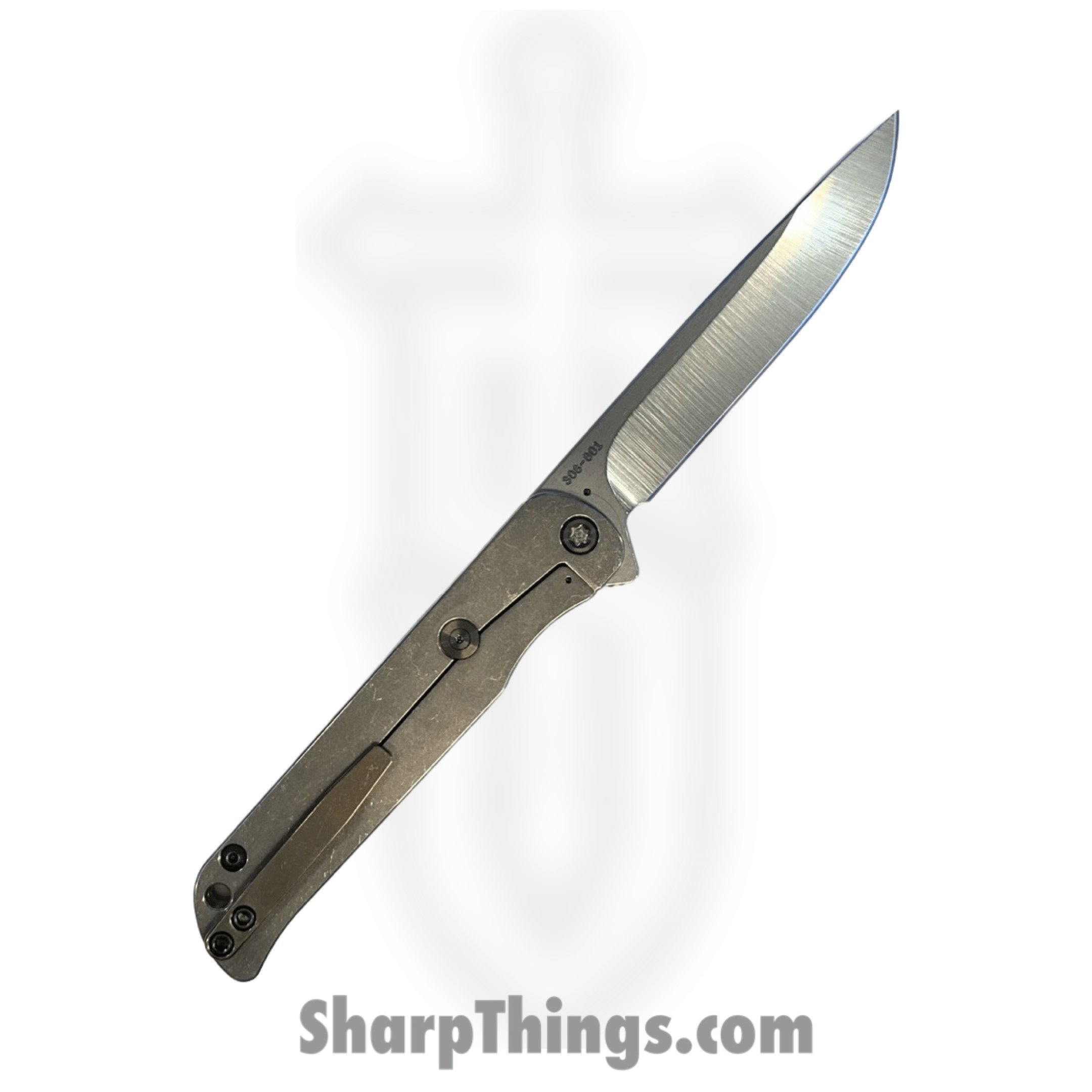 Medford Knife and Tool - 030724K - T-Bone - Folding Knife - S45VN Tumbled Drop Point - Titanium Tortoise Shell Inlay - Gray - Image 2