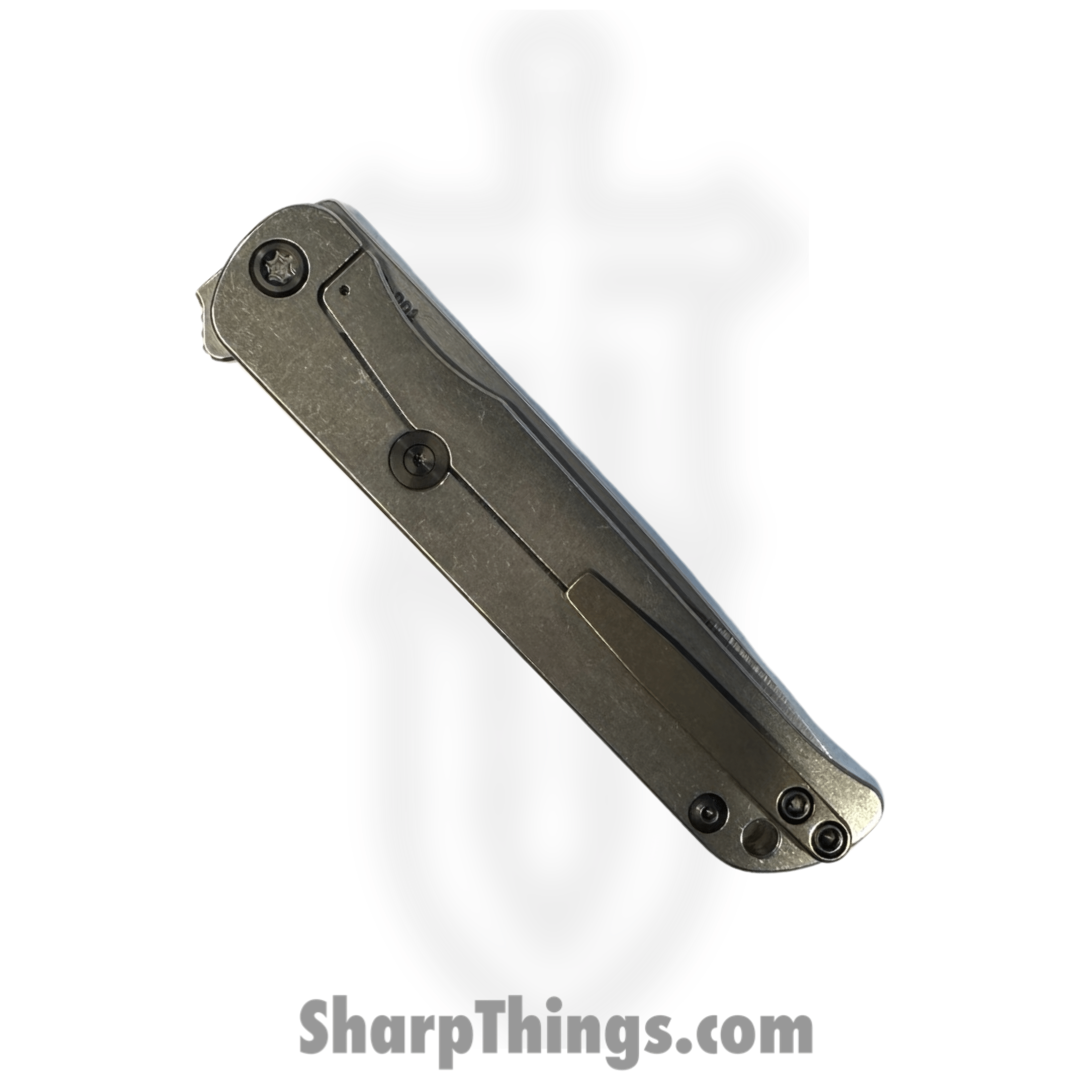 Medford Knife and Tool - 030724K - T-Bone - Folding Knife - S45VN Tumbled Drop Point - Titanium Tortoise Shell Inlay - Gray - Image 4