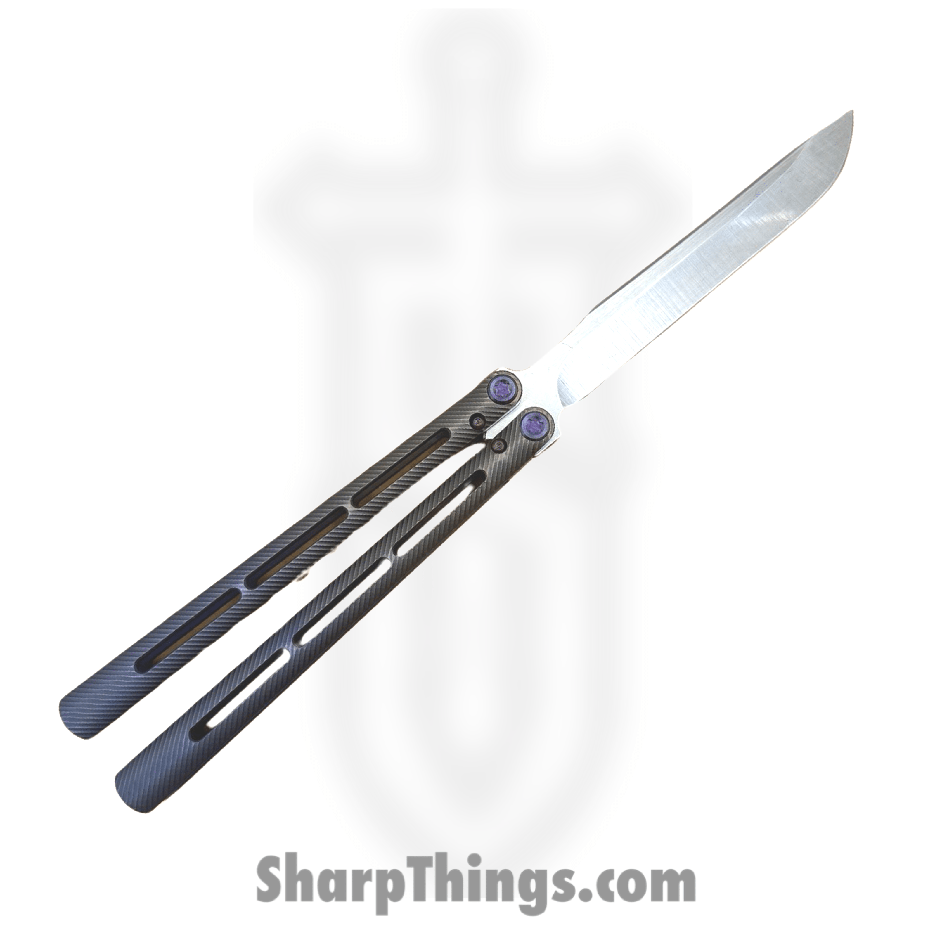 Medford Knife and Tool - 030824B - Viceroy - Balisong - S45VN Tumbled Drop Point - Titanium Fade - Violet Bronze - Image 4