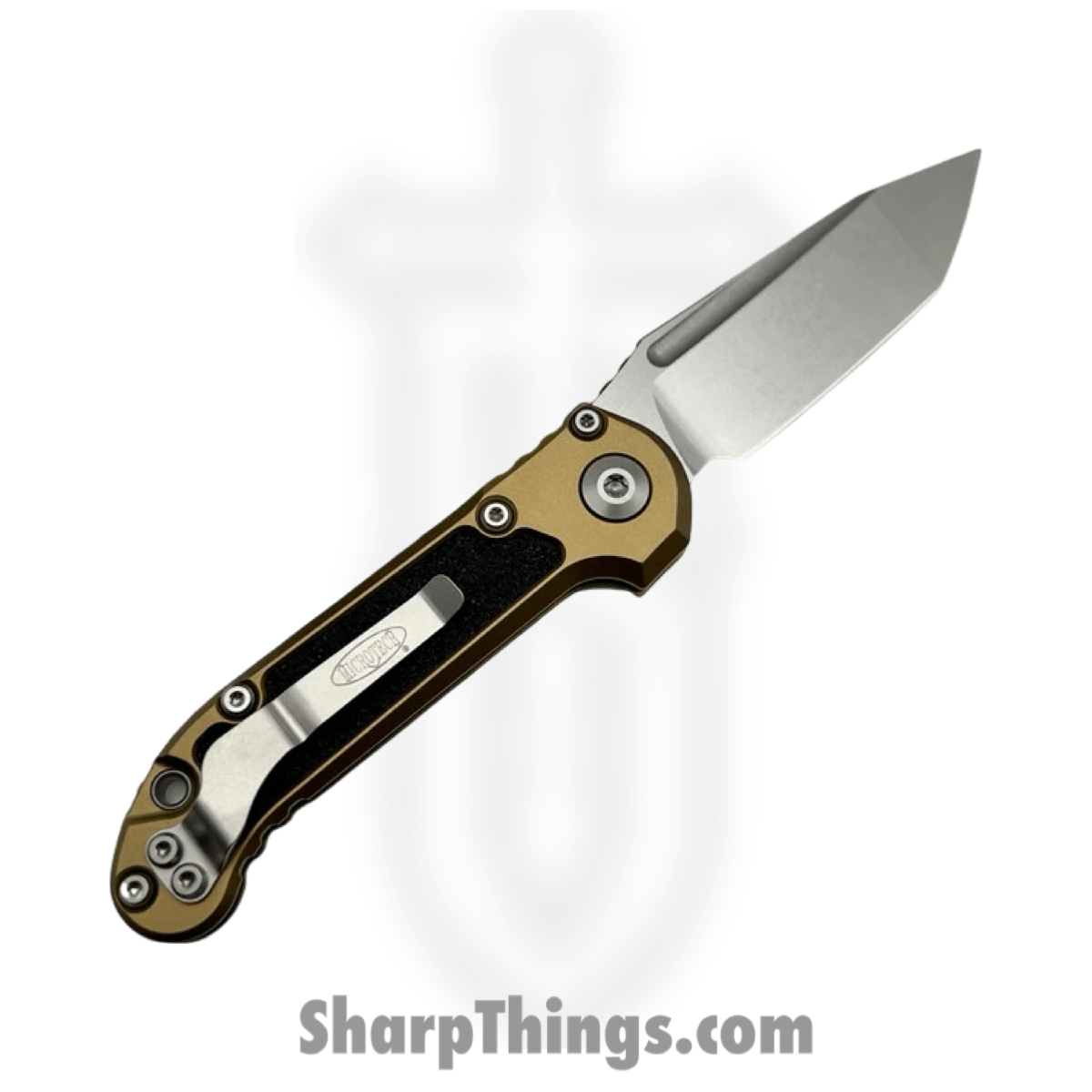 Microtech - 1136-10TA - L.U.D.T. Gen III - Automatic Knife - M390MK Stonewash Tanto - Aluminum with Grip Tape Inlay - Tan - Image 2