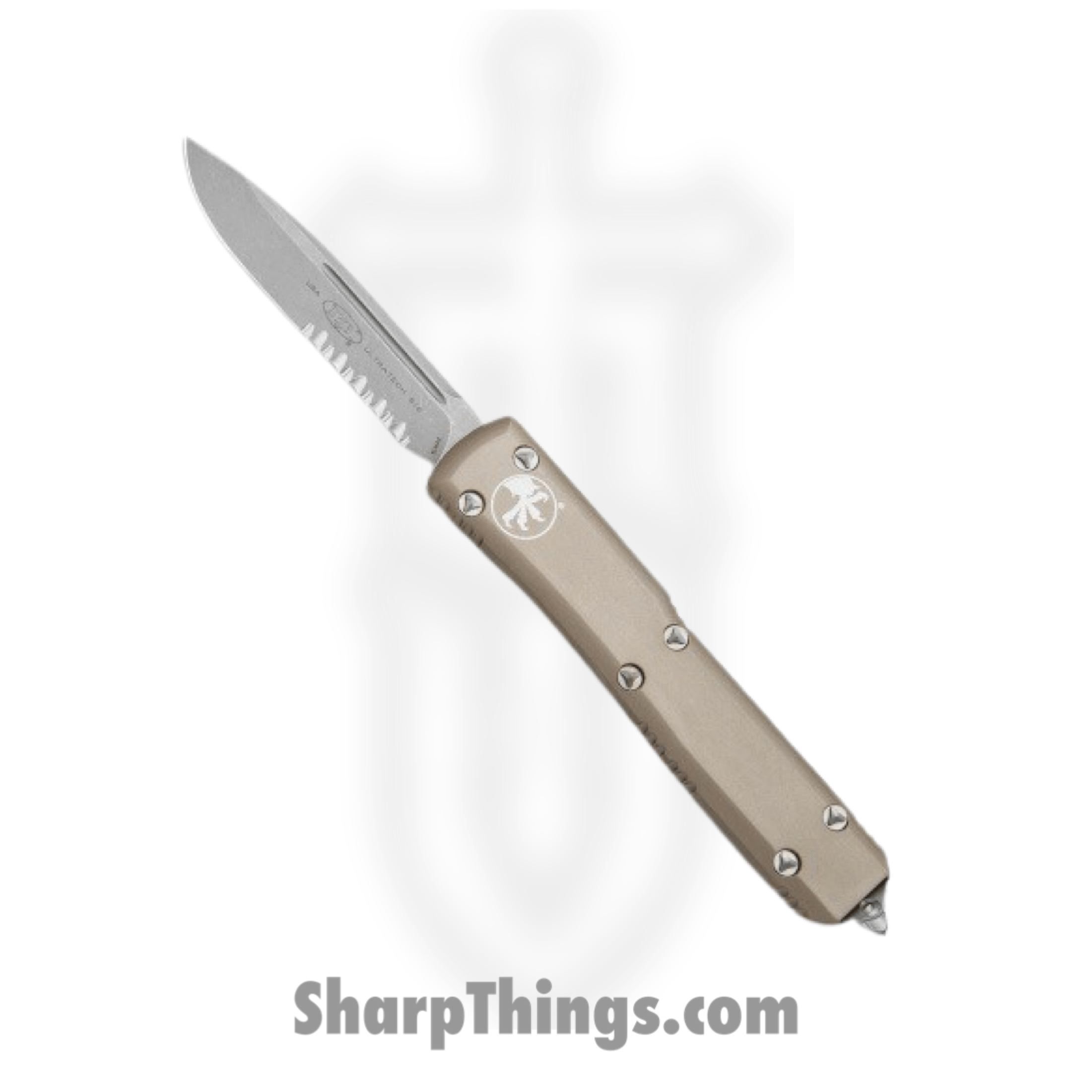 Microtech - 121-11APTA - Ultratech - OTF Auto - Bohler M390 Apocalyptic P/S DP - 6061-T6 Aluminum - Tan