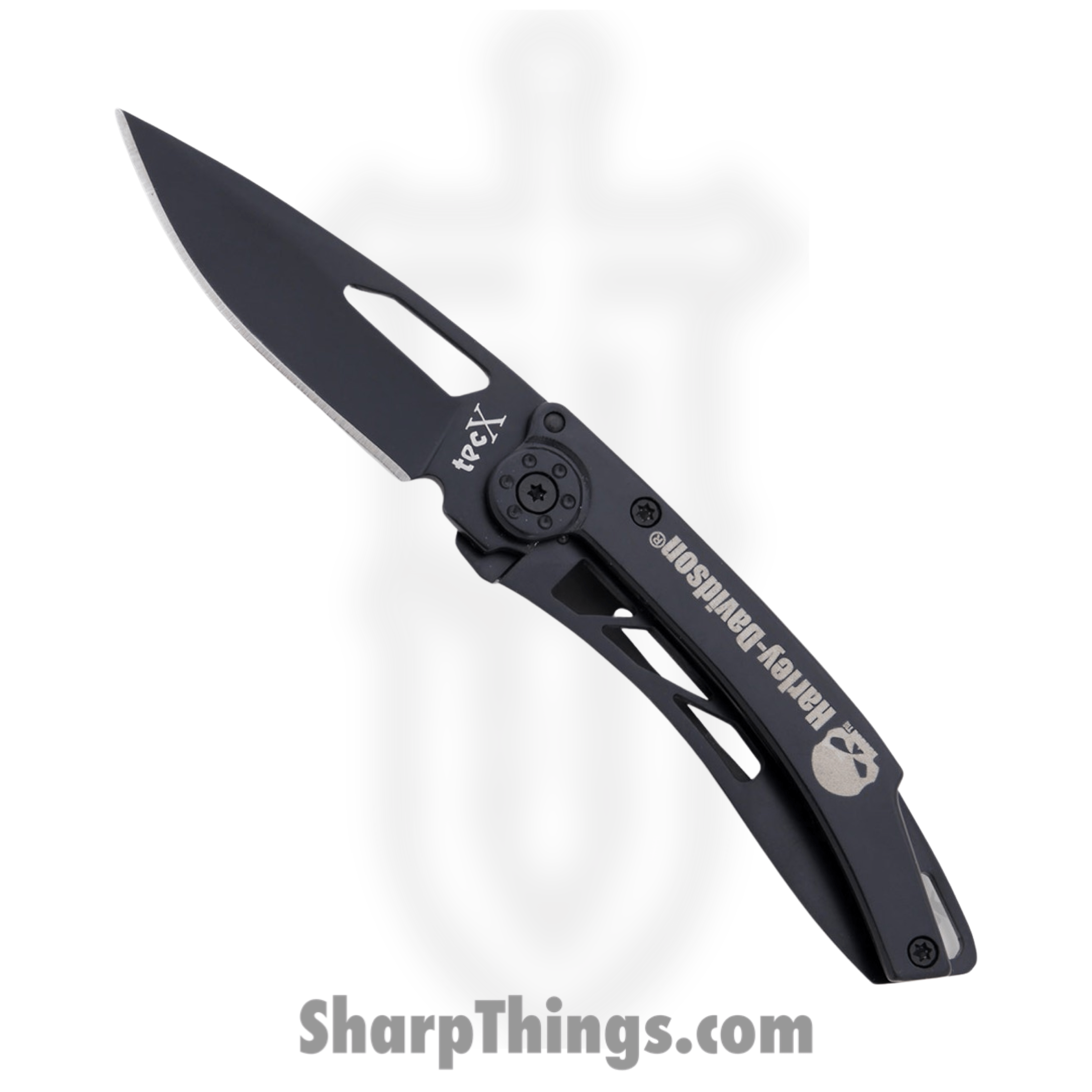 Case Cutlery - CA52110 - Tec X Harley-Davidson Dinero - Folding Knife - 400 Series Stainless Steel Black Drop Point - Stainless Steel - Black