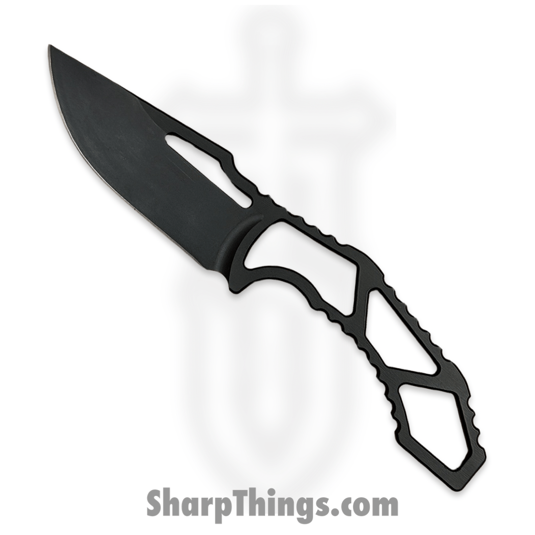 SkyRaider Knives - SRK1-MSTG-DP - Mustang - Fixed Blade Knife - Skeleton - A2 - Coated - Drop Point - Black