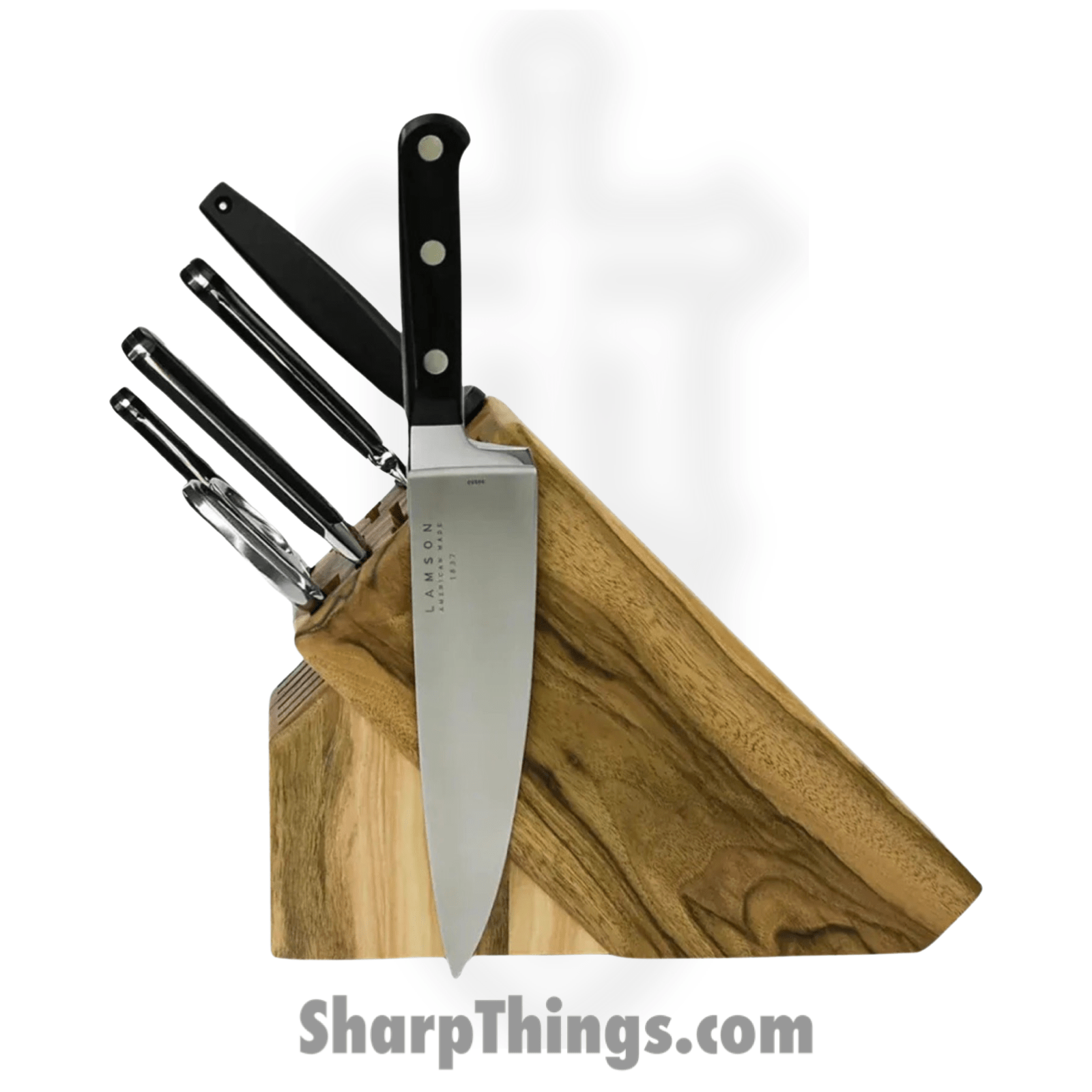 Lamson - 39289 - 7 Piece Premier Forged Knife Natural Walnut Block Set - 4116 Polished - G10 - Midnight Black