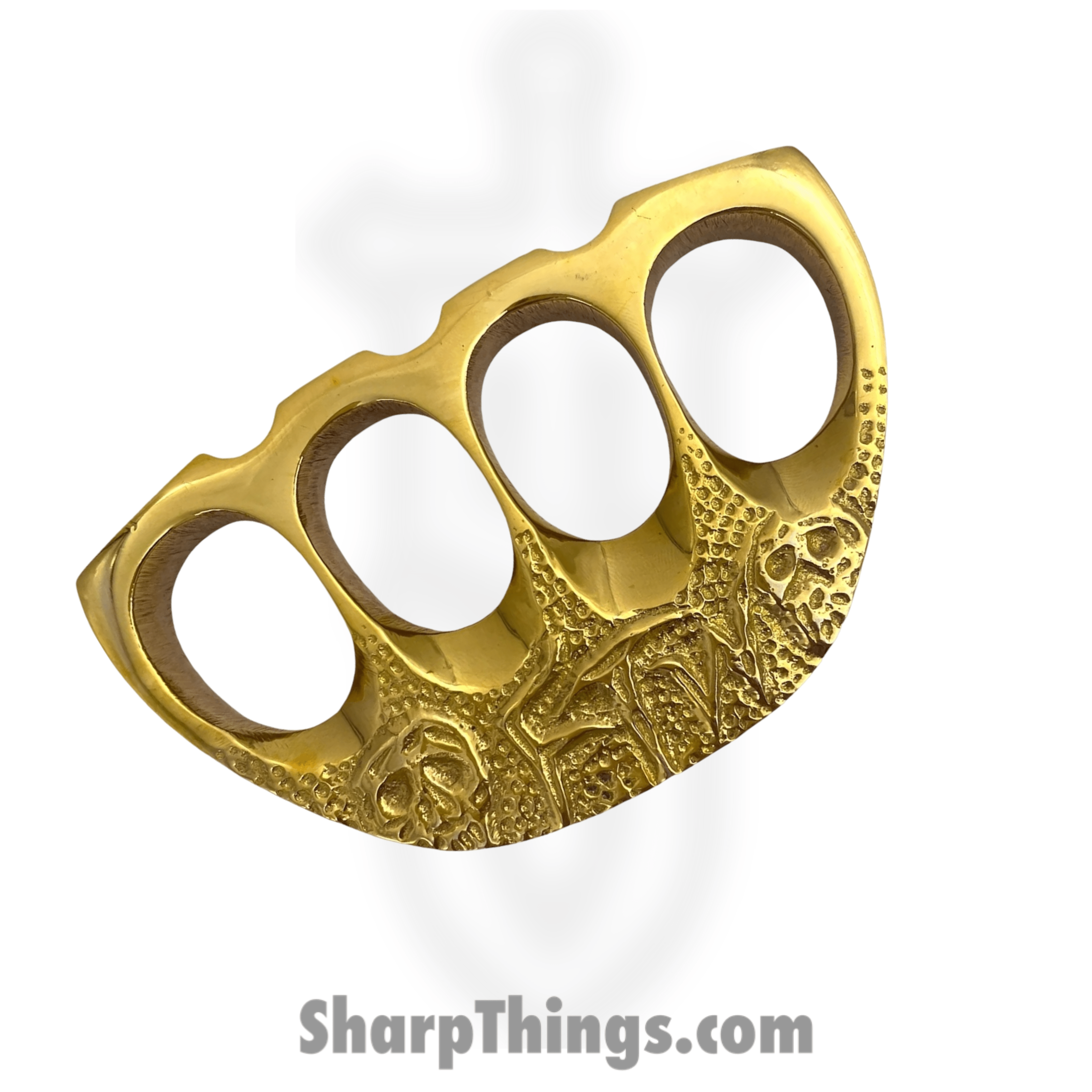 VOC - BR-300-TSK - Real Ammo-Grade Brass Knuckles FT Skull 2 - Gold