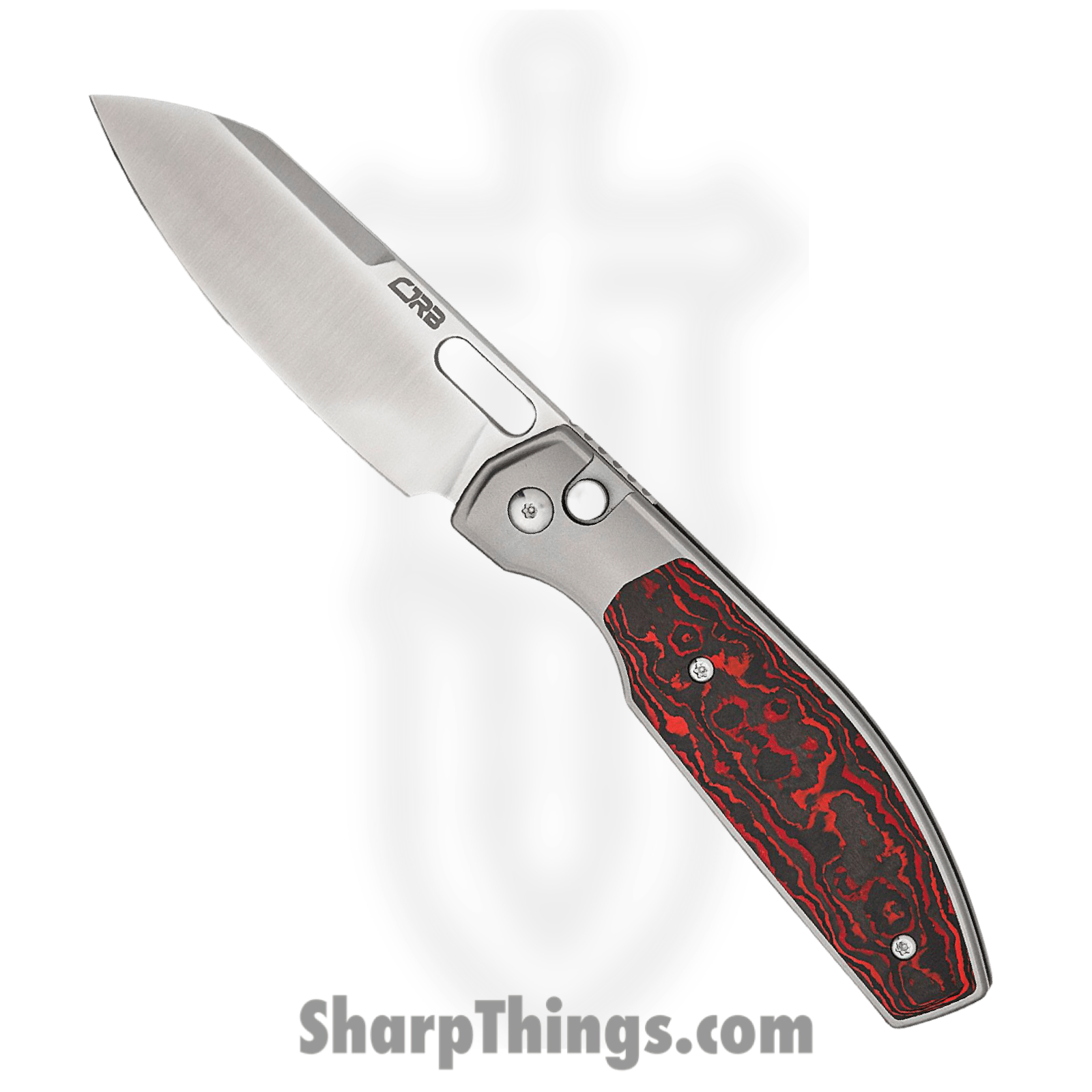 CJRB - J1929BTFCMV - Ekko - Folding Knife - CPM-S90V Sand Polished Sheepsfoot - Titanium with Mars Valley FatCarbon Inlay - Red