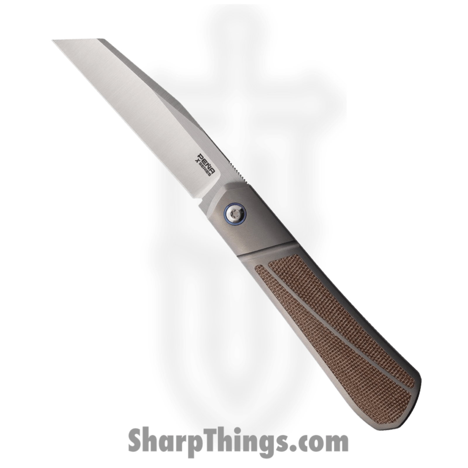 Pena Knives - PE50 - XL Raptor Framelock - Folding Knife - M390 Satin Extended Tang - Titanium with Micarta Inlay - Brown