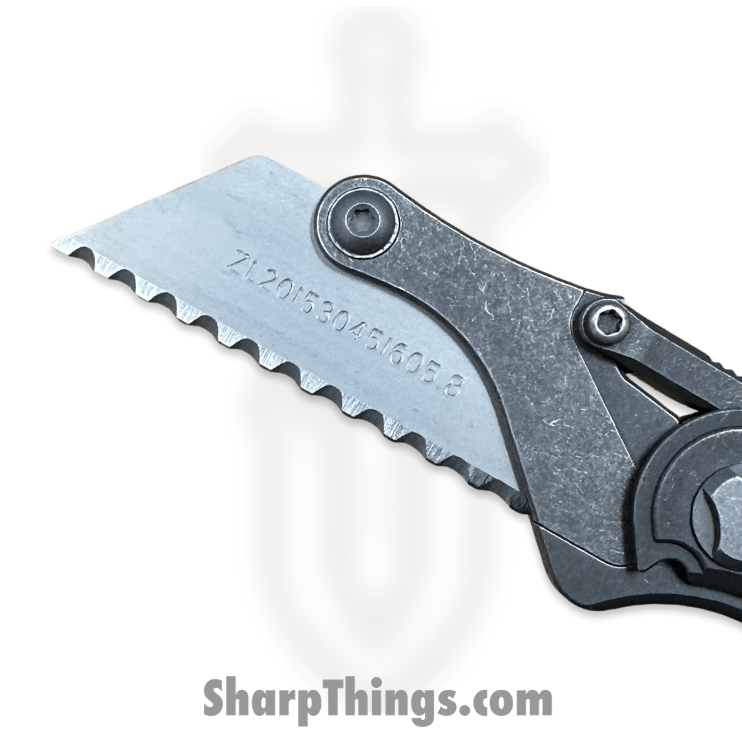 Hawk Knife Designs - HKD-SHRTCT - G&G Hawk - Shortcut - Folding Knife - Tumbled Titanium - Serrated - Image 5