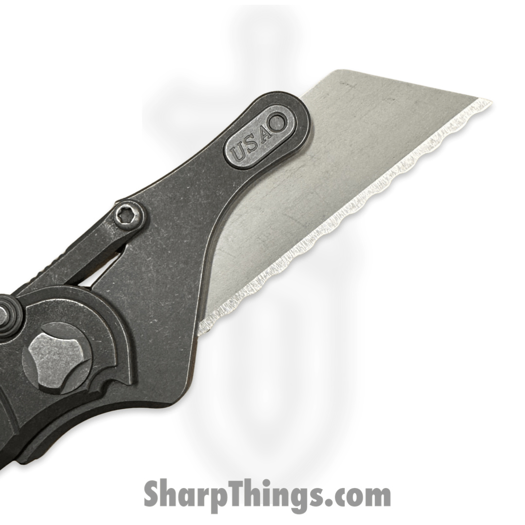 Hawk Knife Designs - HKD-SHRTCT - G&G Hawk - Shortcut - Folding Knife - Tumbled Titanium - Serrated - Image 4