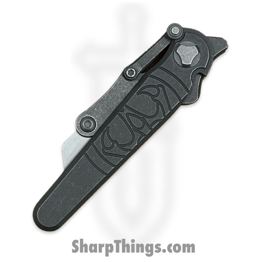 Hawk Knife Designs - HKD-SHRTCT - G&G Hawk - Shortcut - Folding Knife - Tumbled Titanium - Serrated - Image 9