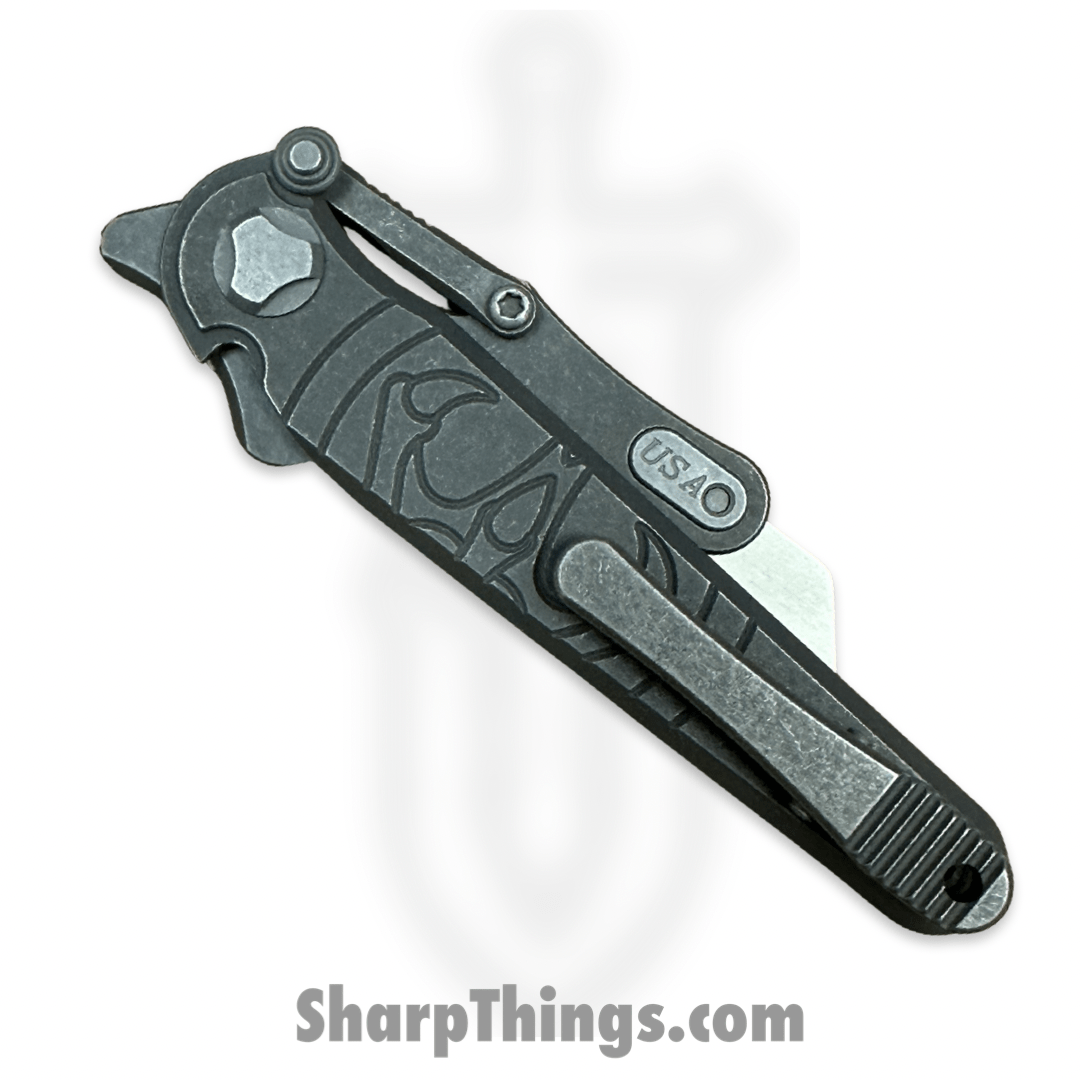 Hawk Knife Designs - HKD-SHRTCT - G&G Hawk - Shortcut - Folding Knife - Tumbled Titanium - Serrated - Image 7