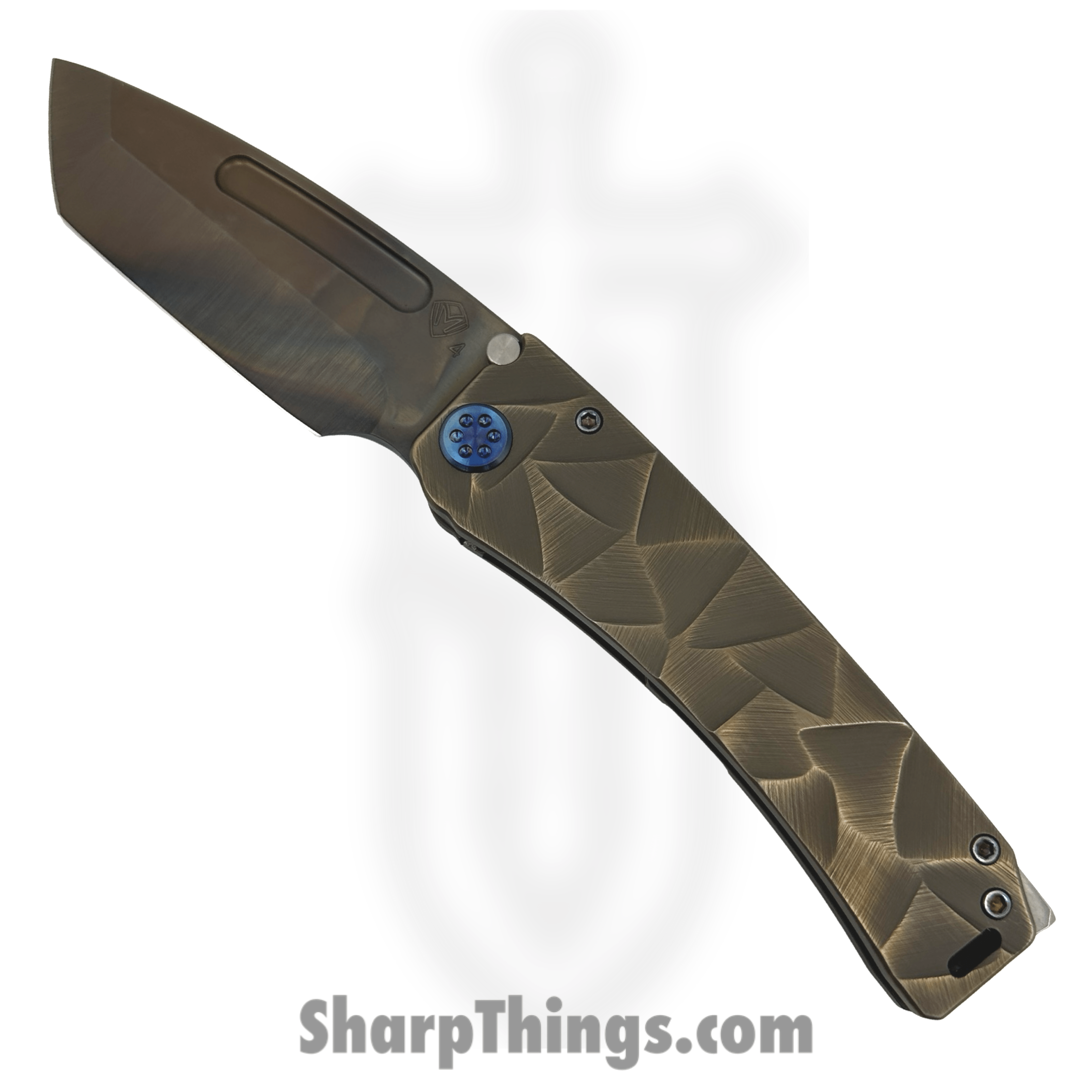Medford Knife and Tool - MK0454VT-36A1-TFCF-BZ - Marauder-H - Folding Knife - S45VN Vulcan Tanto - Titanium "Stained Glass" - Bronze