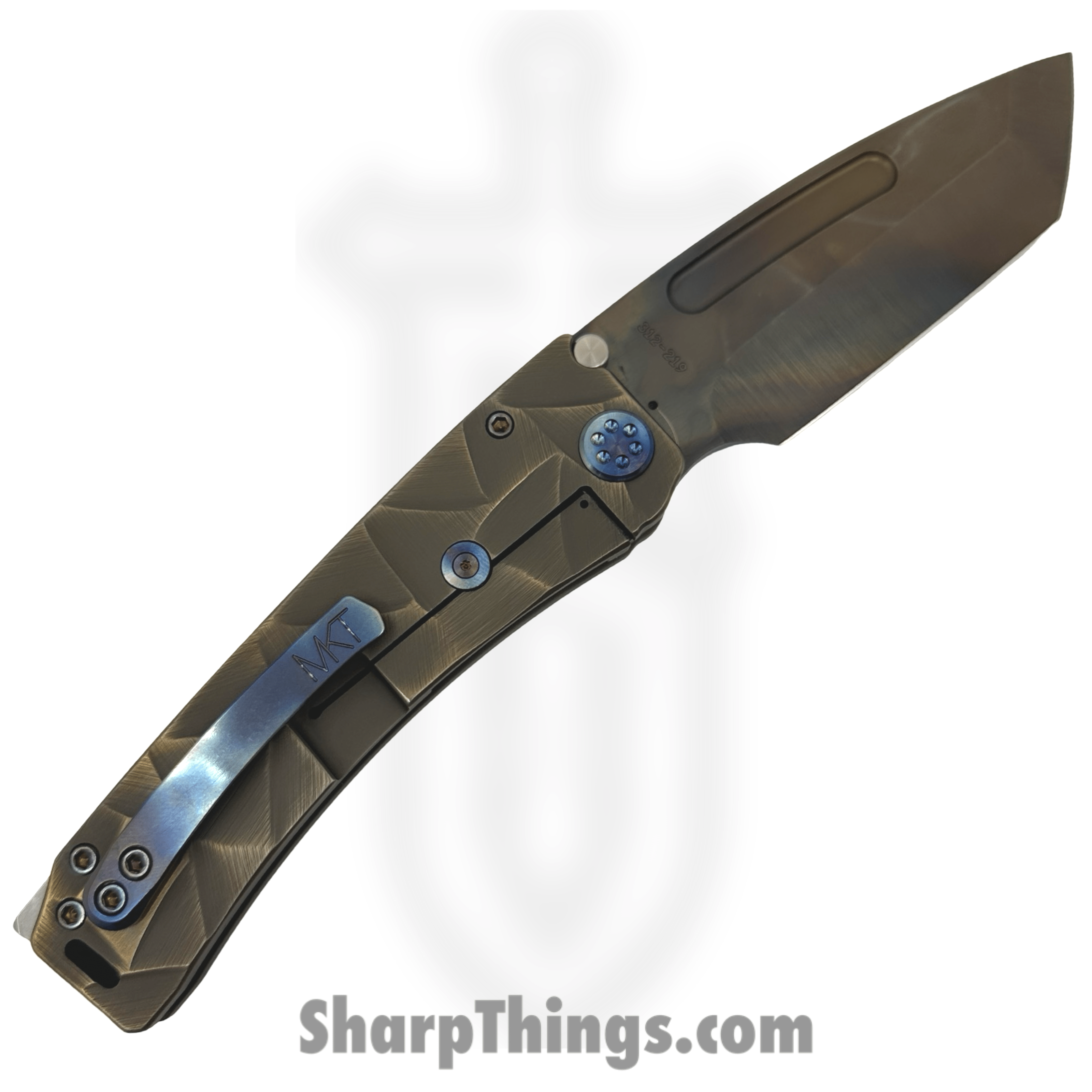 Medford Knife and Tool - MK0454VT-36A1-TFCF-BZ - Marauder-H - Folding Knife - S45VN Vulcan Tanto - Titanium "Stained Glass" - Bronze - Image 2
