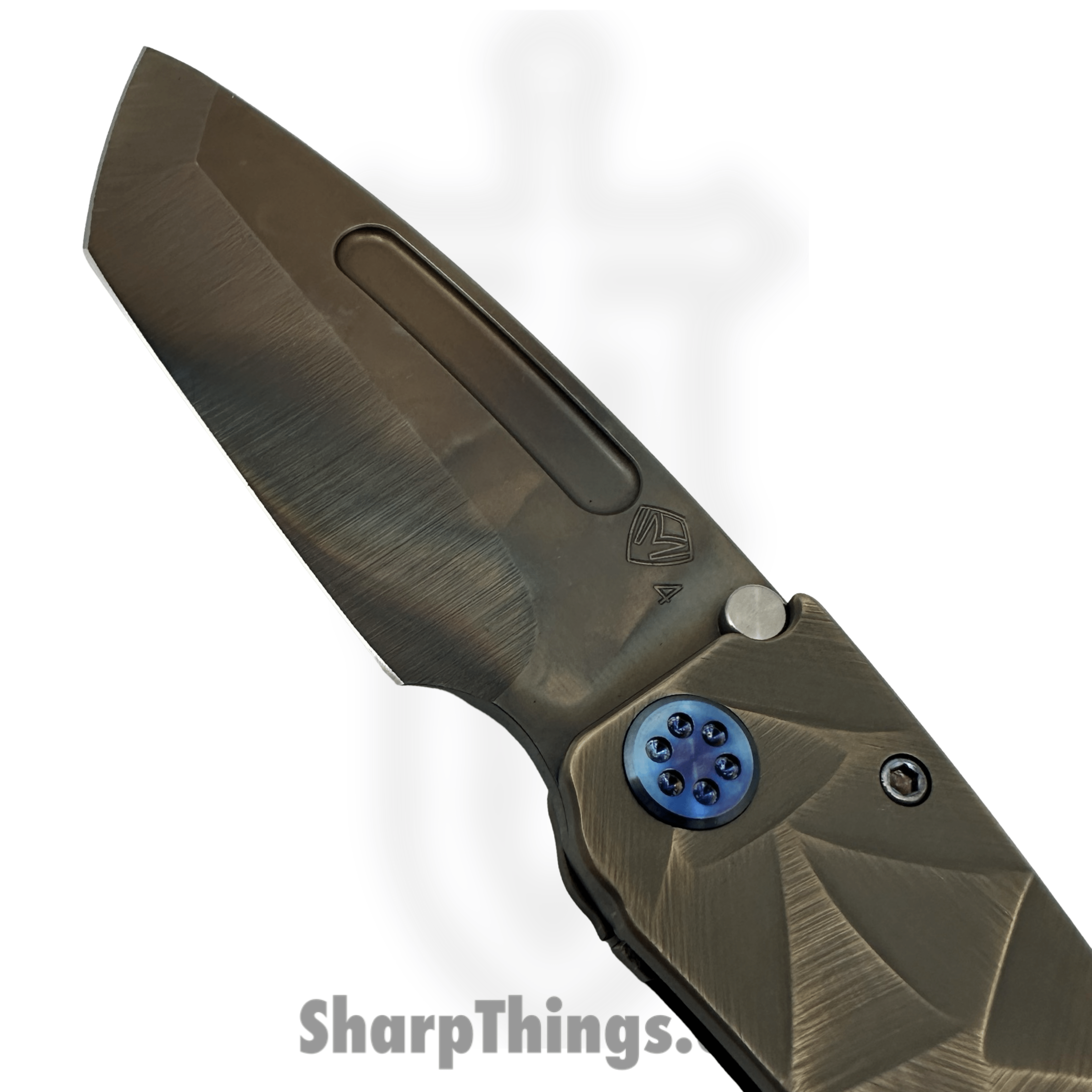 Medford Knife and Tool - MK0454VT-36A1-TFCF-BZ - Marauder-H - Folding Knife - S45VN Vulcan Tanto - Titanium "Stained Glass" - Bronze - Image 3