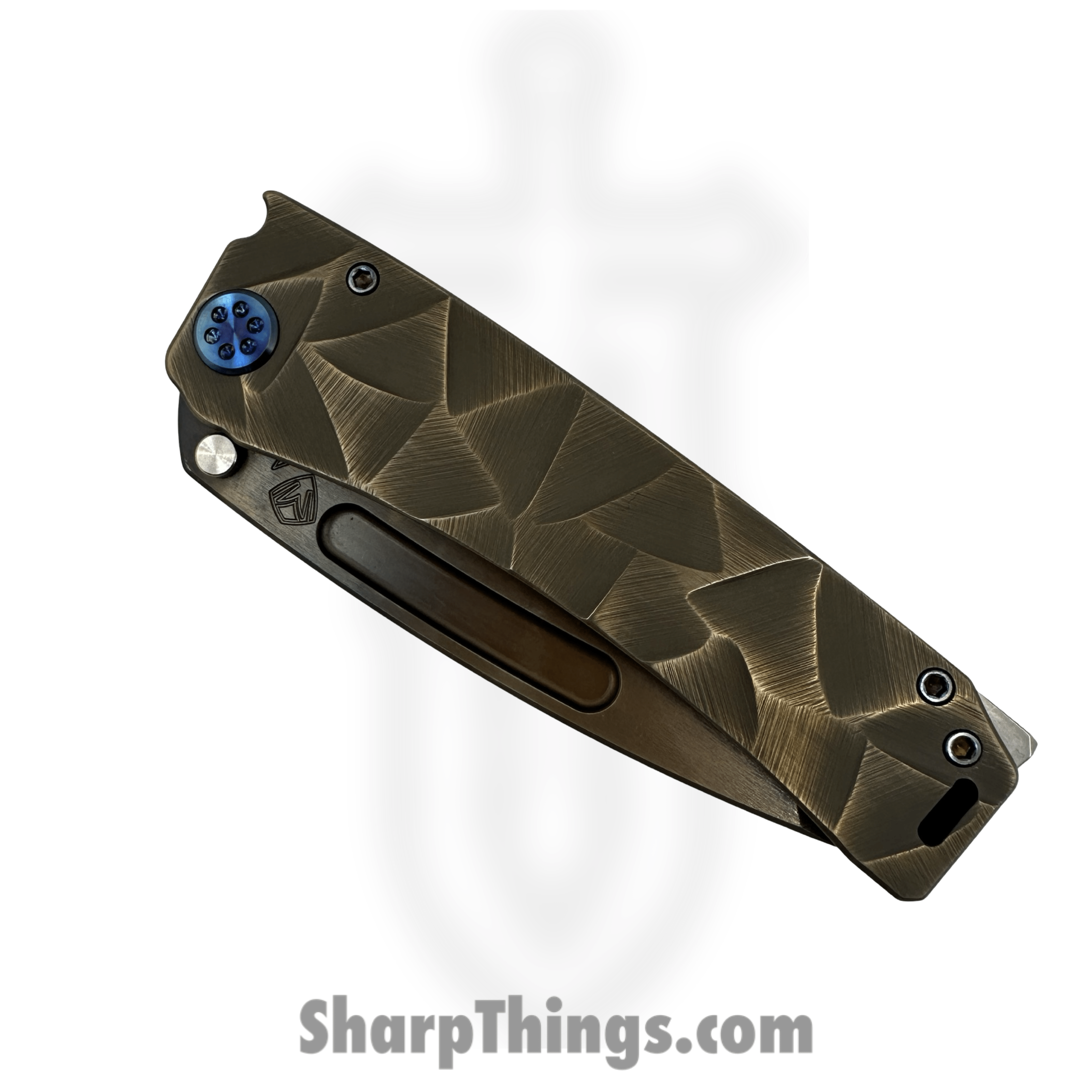 Medford Knife and Tool - MK0454VT-36A1-TFCF-BZ - Marauder-H - Folding Knife - S45VN Vulcan Tanto - Titanium "Stained Glass" - Bronze - Image 4