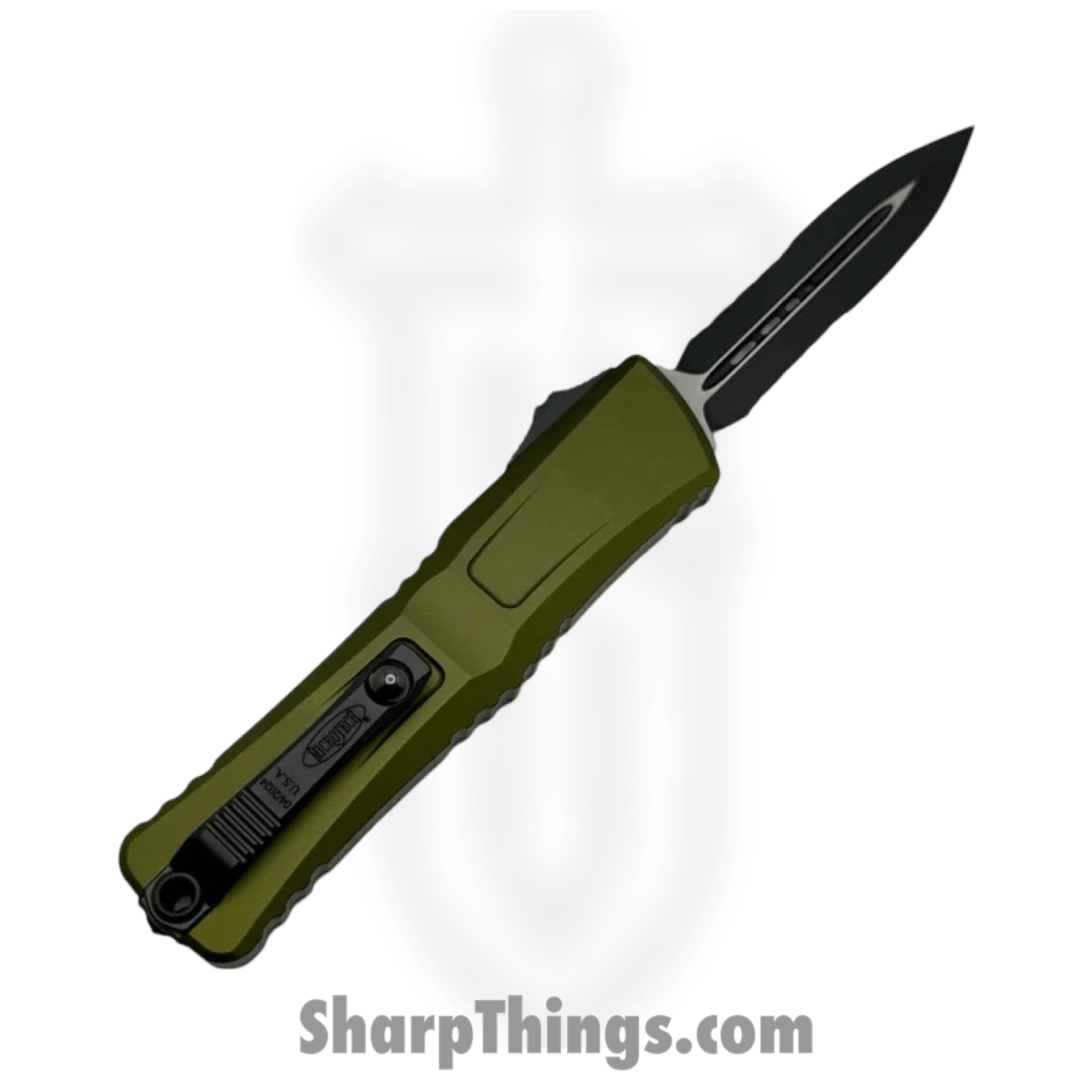 Microtech - 1142-2OD - Combat Troodon Gen III - OTF Auto - M390MK Black D/E P/S - Deep Engraved Aircraft Aluminum - OD Green - Image 2