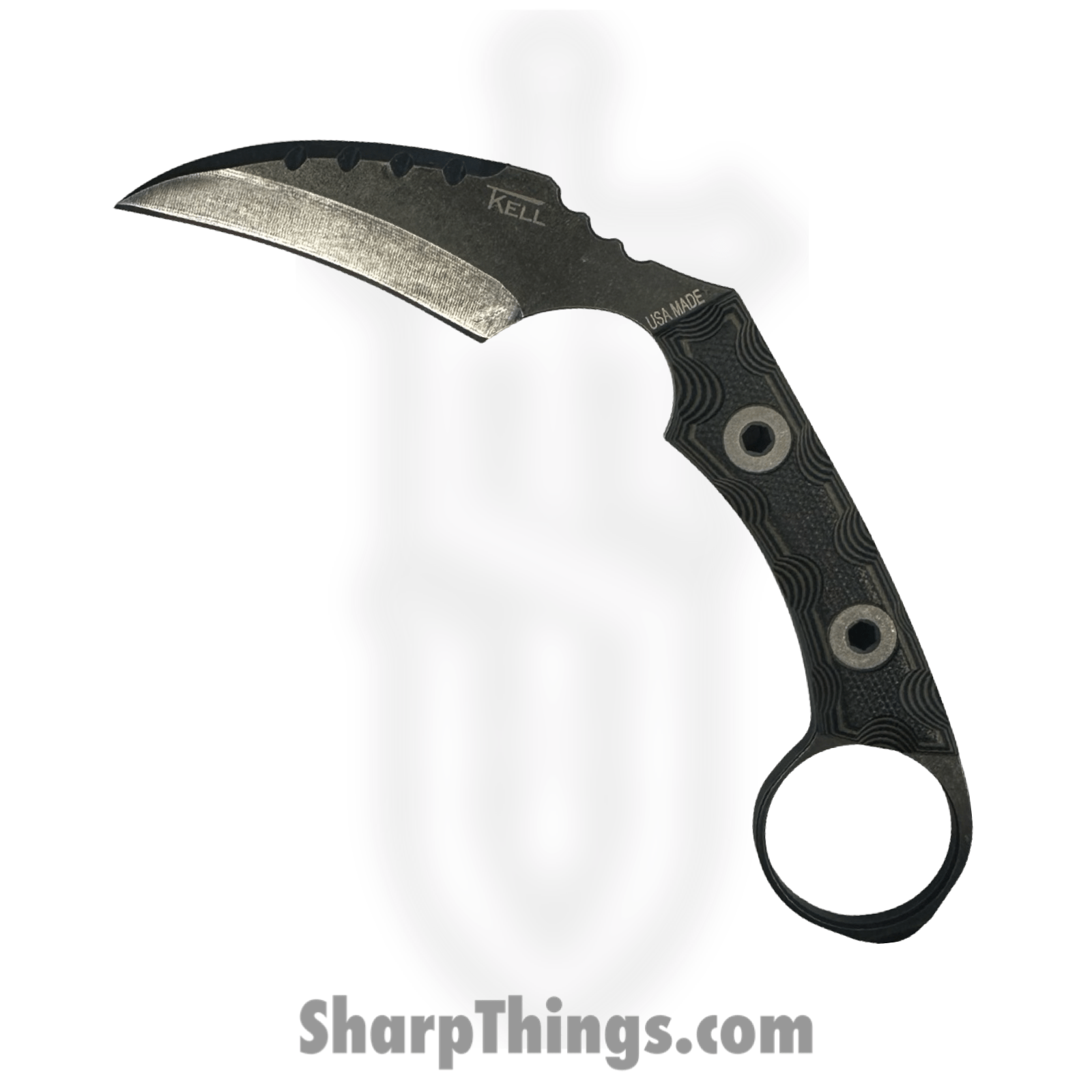 T.Kell Knives - FLNRnBDU - FLN Integral Ring Black Recon - Fixed Blade Knife - 80crv2 Coated Hawkbill - G10 - Bdu