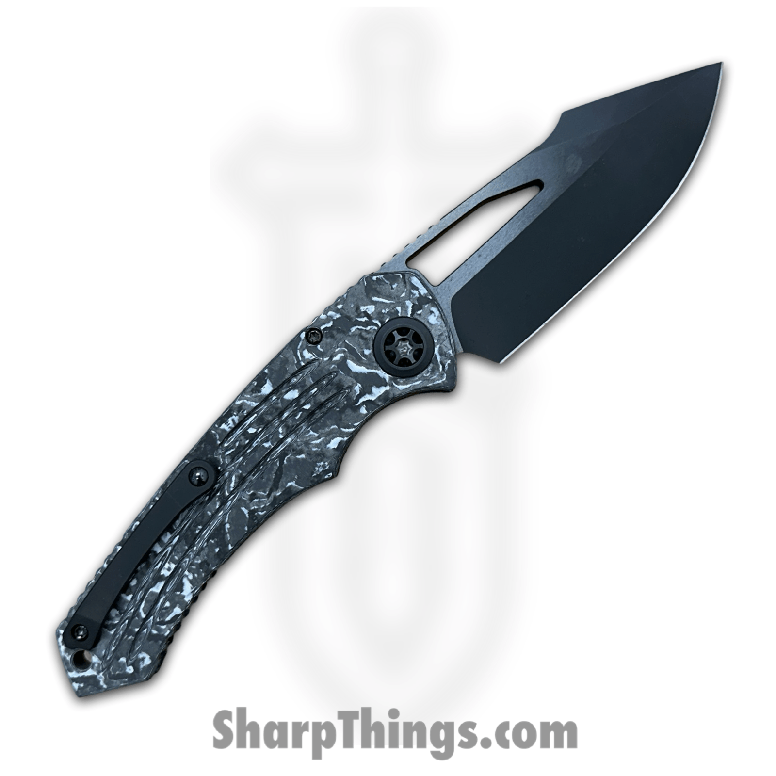 Heretic Knives - H046-6A-WT/CC - Pariah - Folding Knife - MagnaCut DLC Drop Point - Carbon Fiber - Black White - Image 2