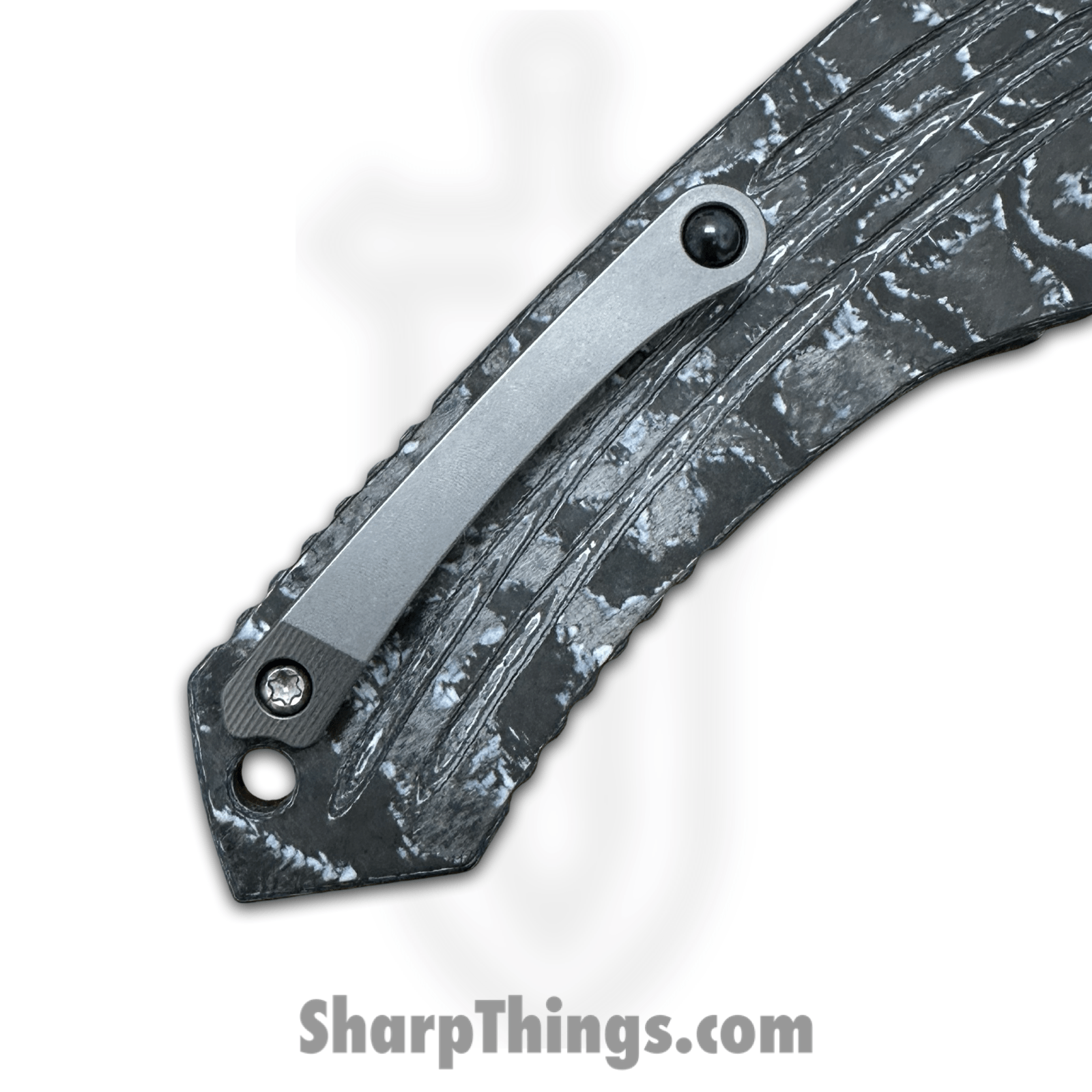 Heretic Knives - H046-2A-WT/CC - Pariah - Folding Knife - MagnaCut Stonewash Drop Point - Carbon Fiber - Black White - Image 6