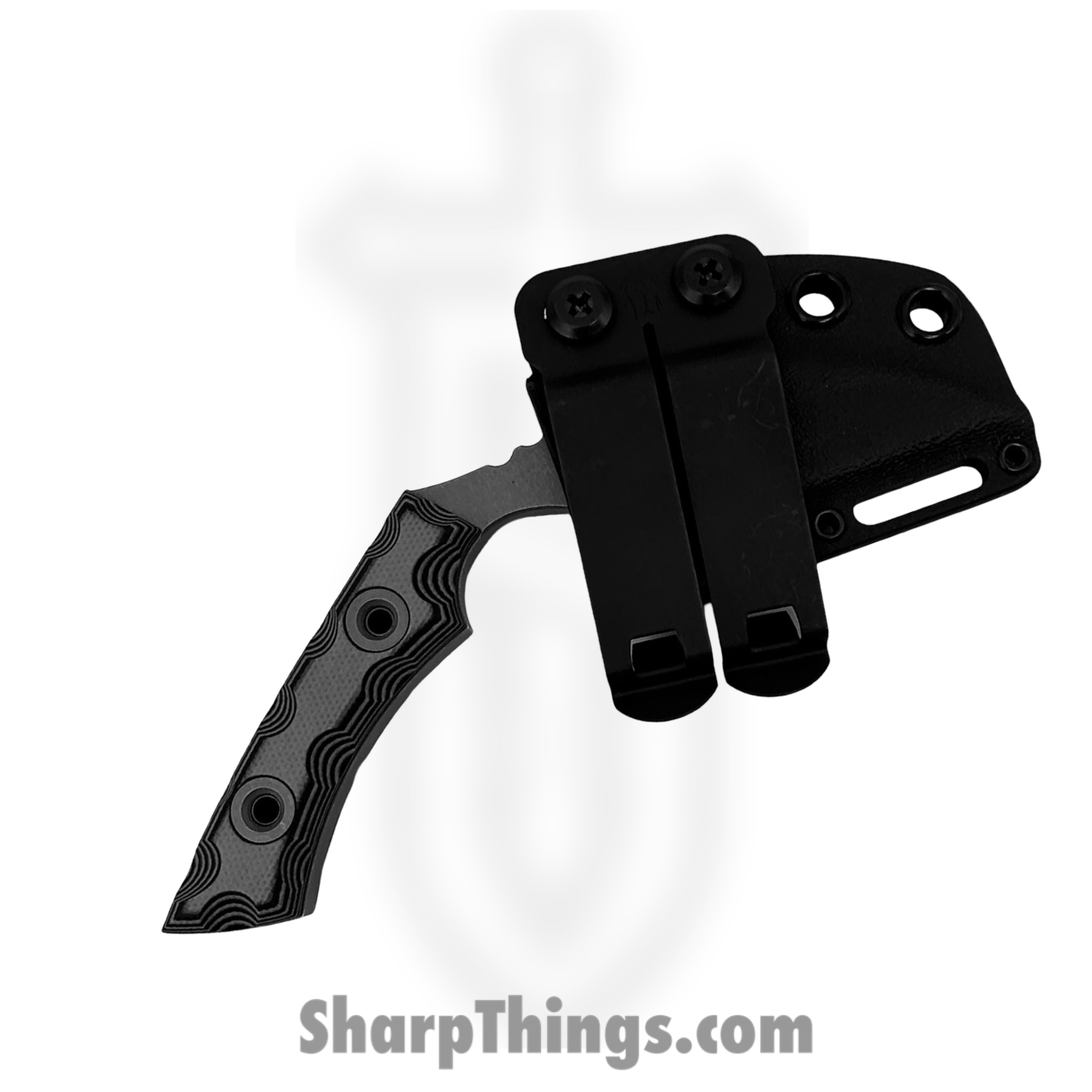 T.Kell Knives - FLNGnMtl - FLN Removable G-10 Ring - Fixed Blade Knife - 80crv2 Coated Hawkbill - G10 - Gunmetal - Image 3