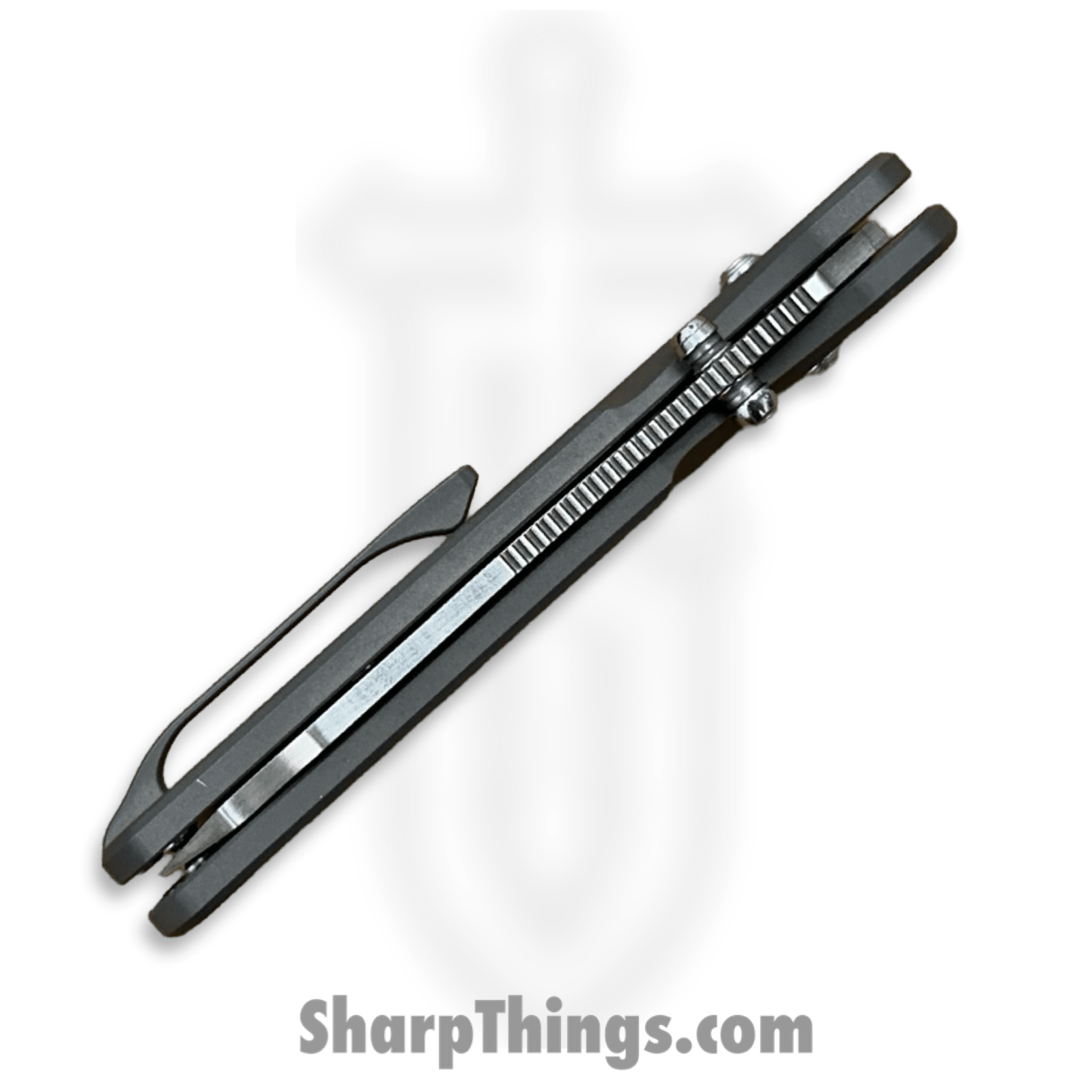 Piratech - PIKRAKFE - The Kraken Bar Lock - Folding Knife - S90V Satin Sheepsfoot - Blasted Titanium Mag Snap Scales - Gray - Image 4