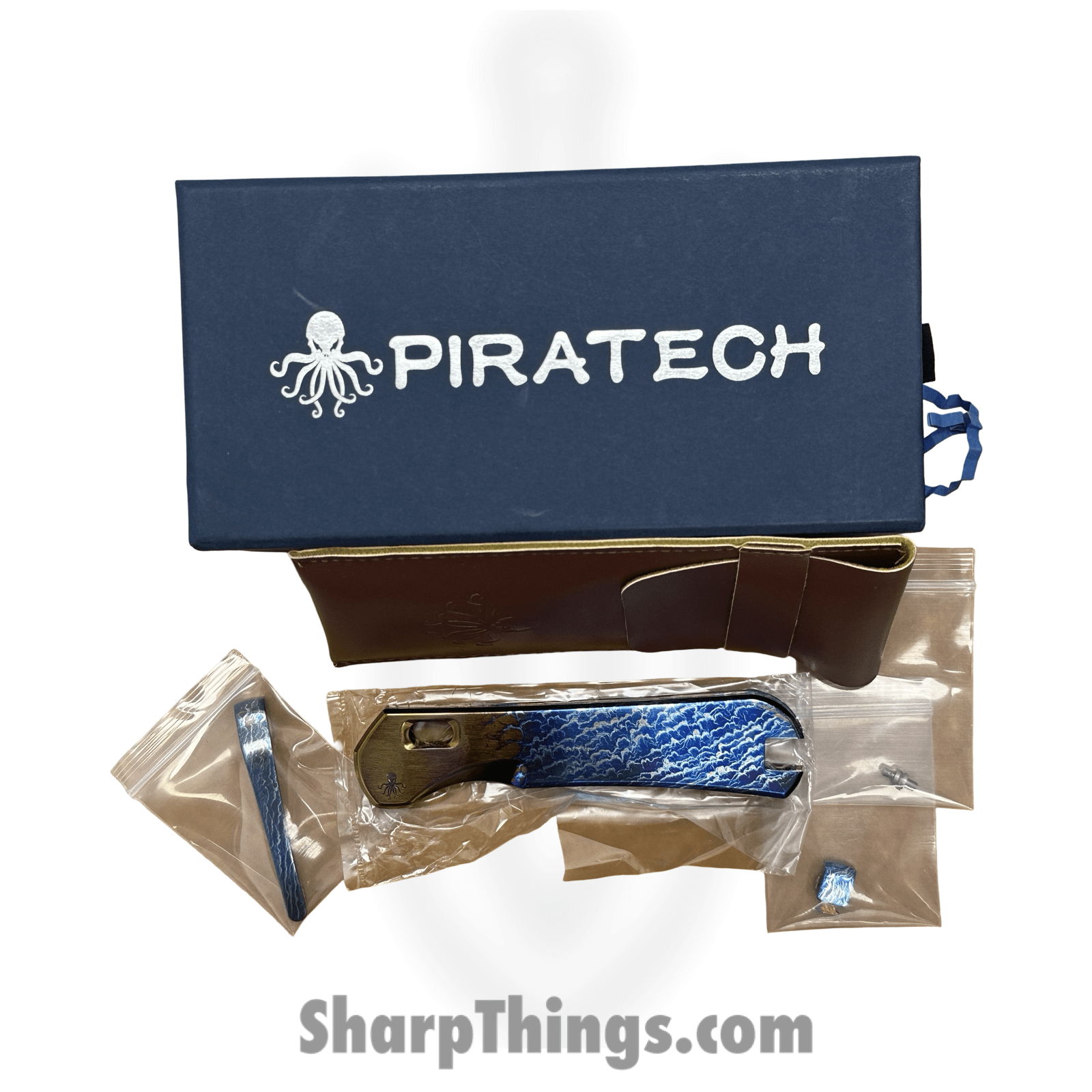 Piratech - PIKRAKCRGB - The Kraken - Knife Scales Only - Titanium Mag Snap Scales - Golden Beach & Summer Waves - Image 5