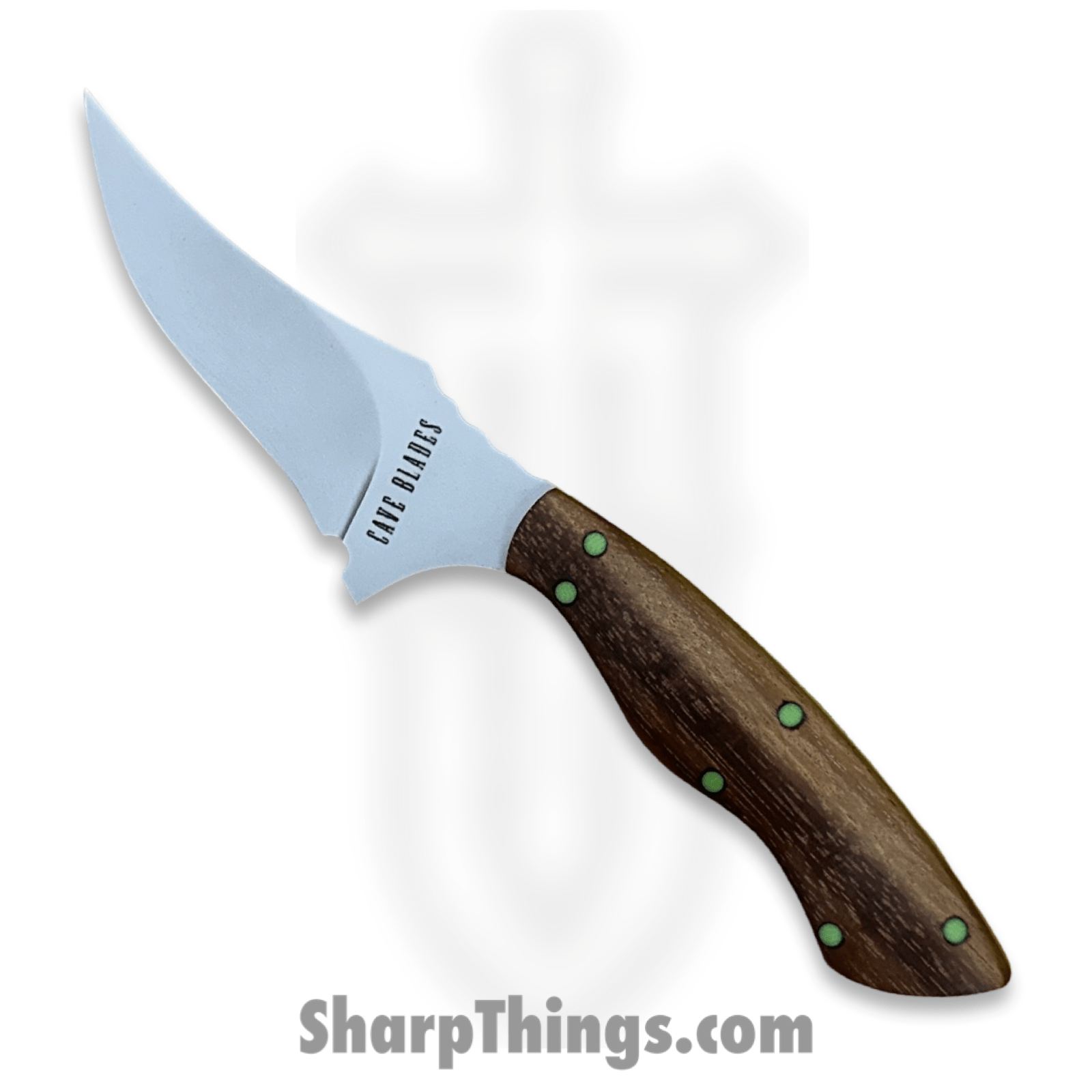 Cave Blades - CB-Reap-BB-WD - Reaper - Fixed Blade Knife - CPM 154 Blasted Skinner - Wood - Brown/Green